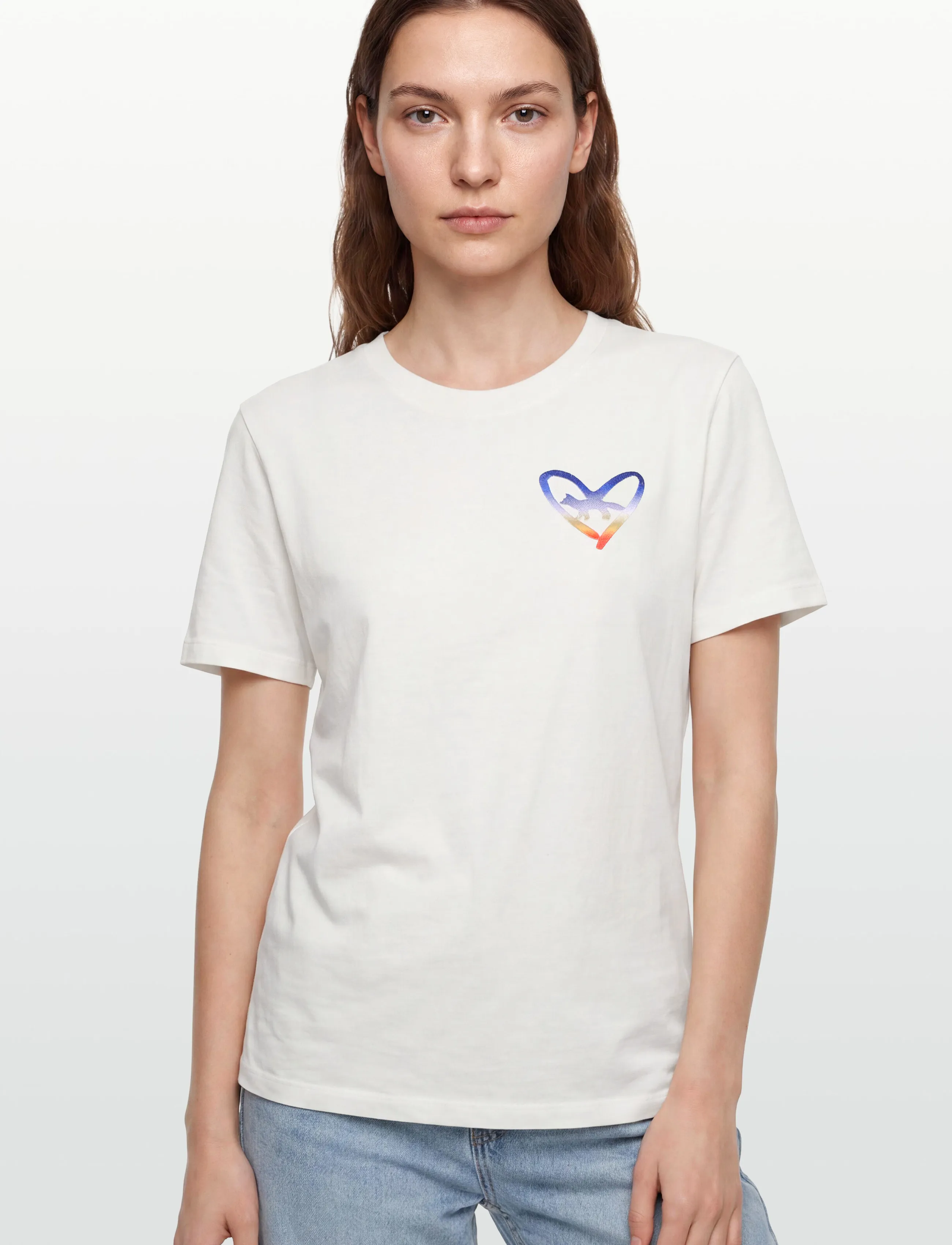 Maison Kitsune - HEART EMBROIDERY RELAXED TEE-SHIRT - white - 3