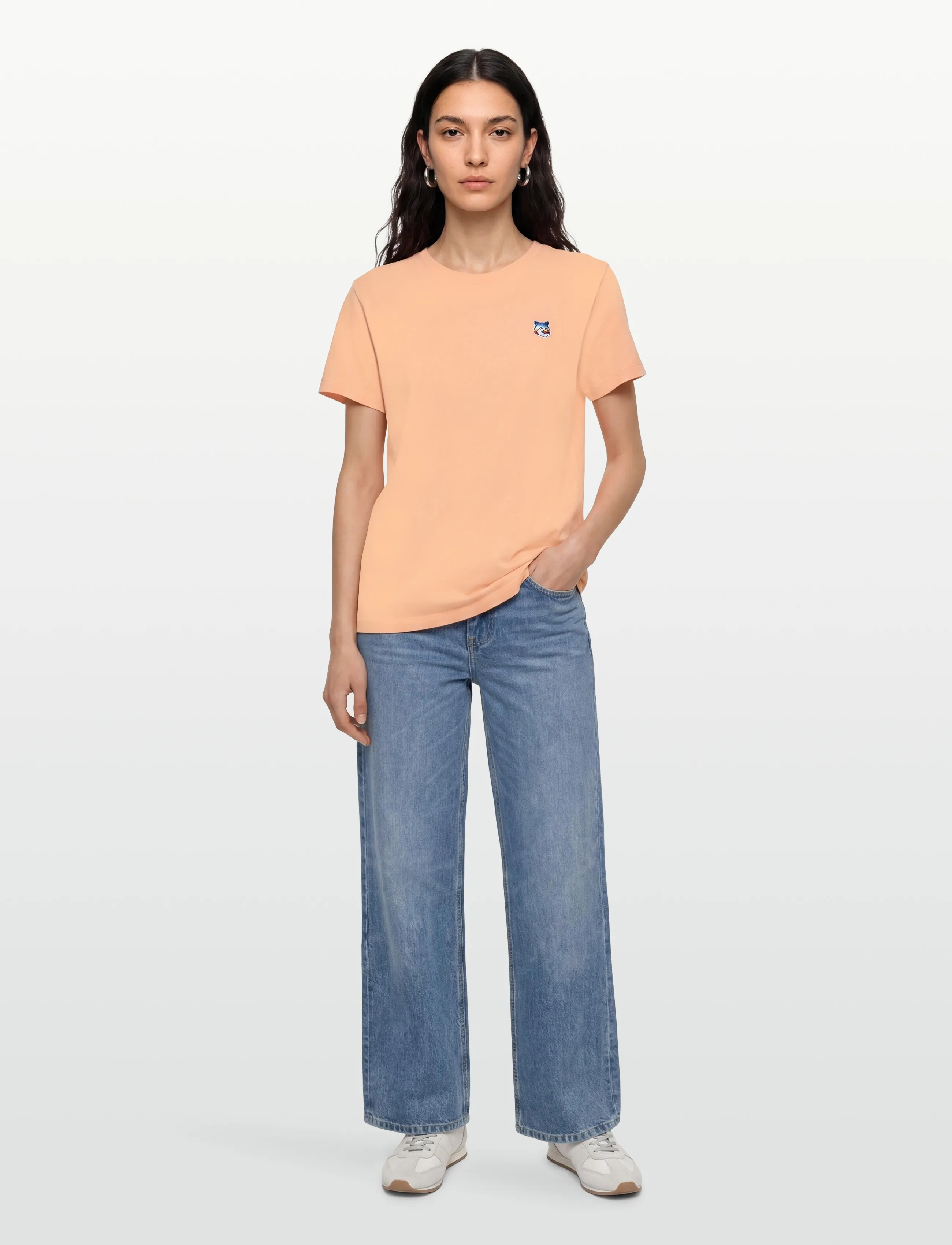 Maison Kitsune GRADIENT FOX HEAD PATCH RELAXED TEE-SHIRT - T-shirts & Toppar - PEACH / coral