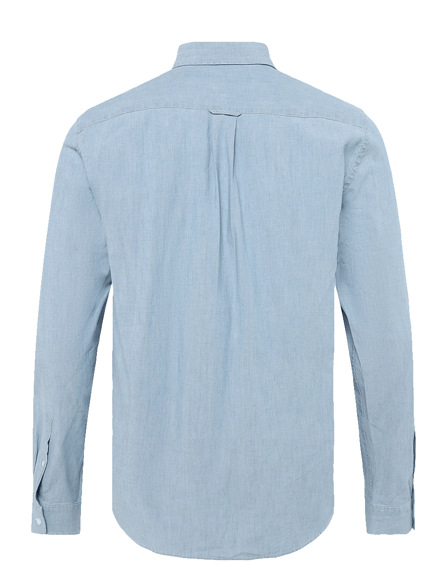 Maison Kitsune - FOX HEAD EMBROIDERY CLASSIC SHIRT BD - vabaajasärgid - washed indigo - 1