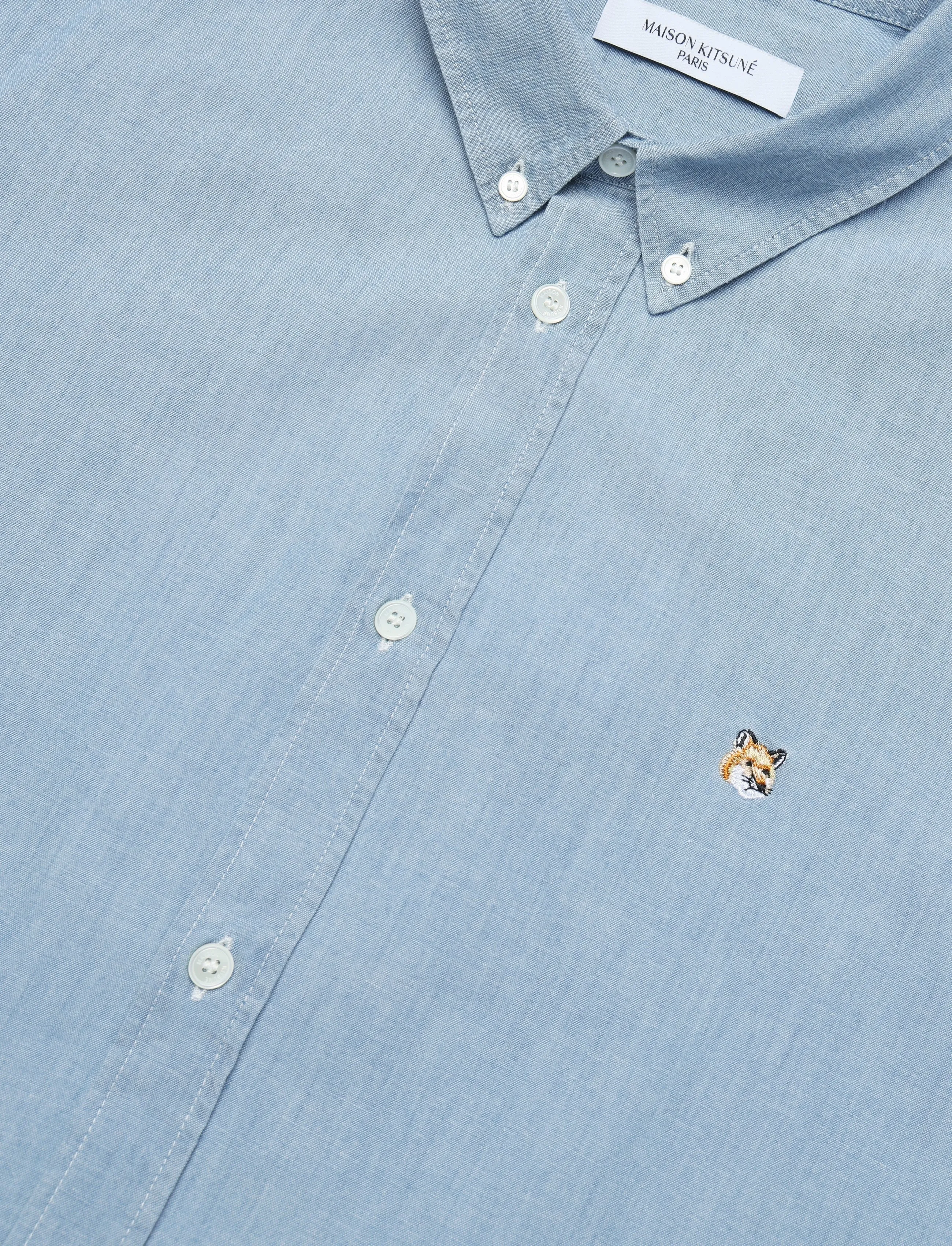 Maison Kitsune - FOX HEAD EMBROIDERY CLASSIC SHIRT BD - washed indigo - 2