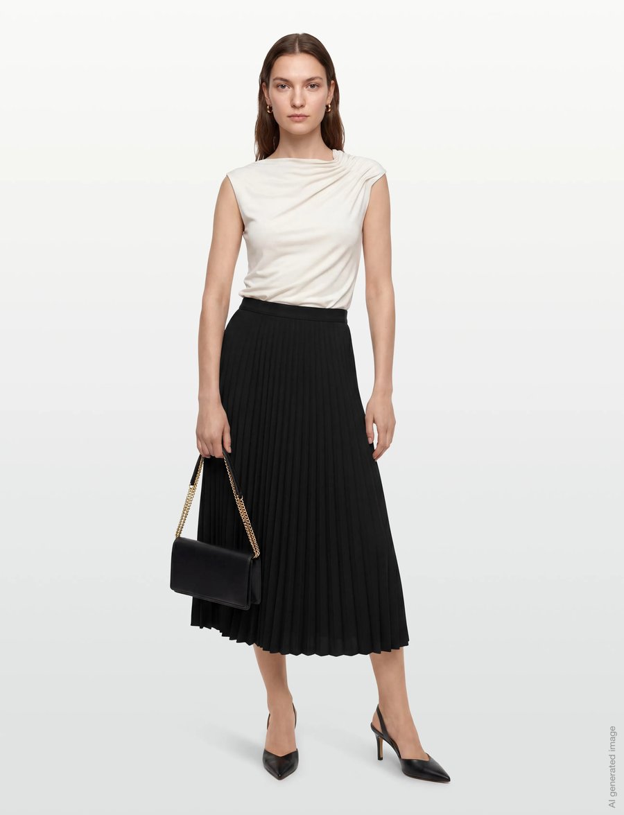 Maison Kitsune - Pleated Skirt - faltenröcke - black - 0