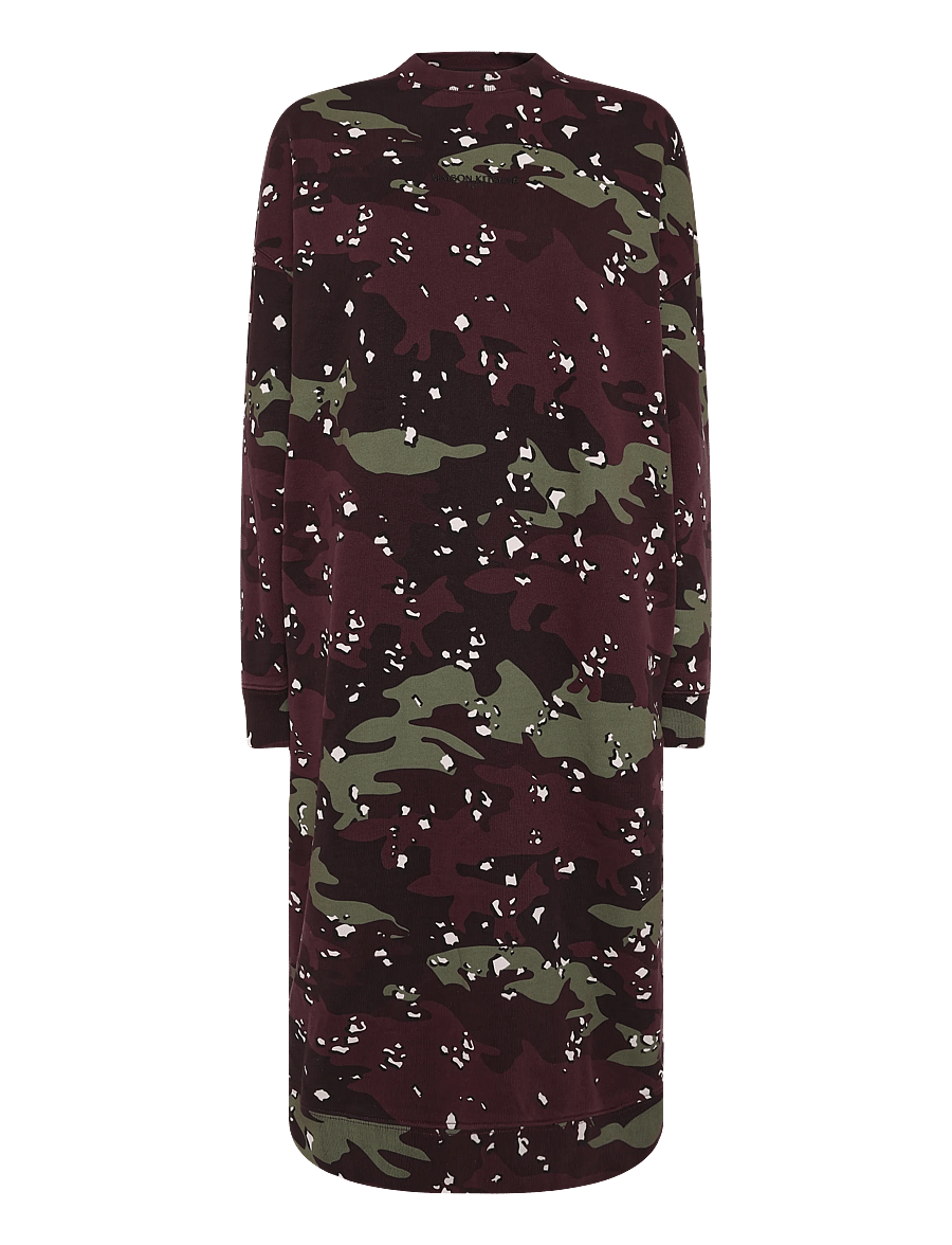 Maison Kitsune - CAMO FOX LONG SWEAT DRESS - knitted dresses - wine lees design - 0