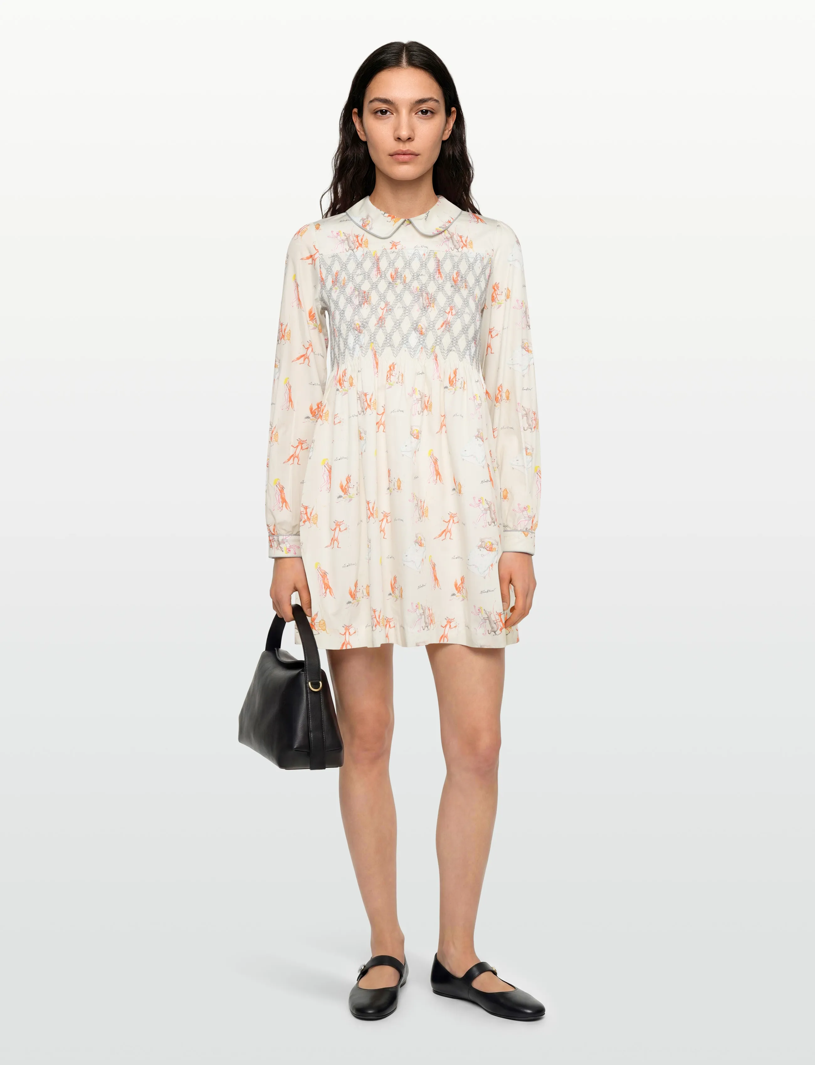 Maison Kitsune Oly Mini Smock Dress, 34, Dresses, Creme - Short Frauen