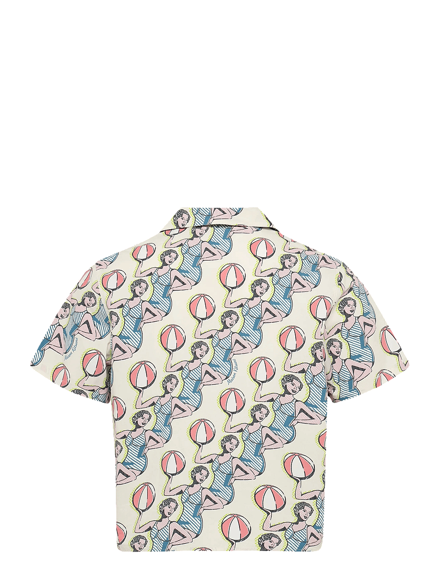 Maison Kitsune - DANCING GIRLS PRINT CAP SLEEVE SHIRT - short-sleeved shirts - multico design - 1