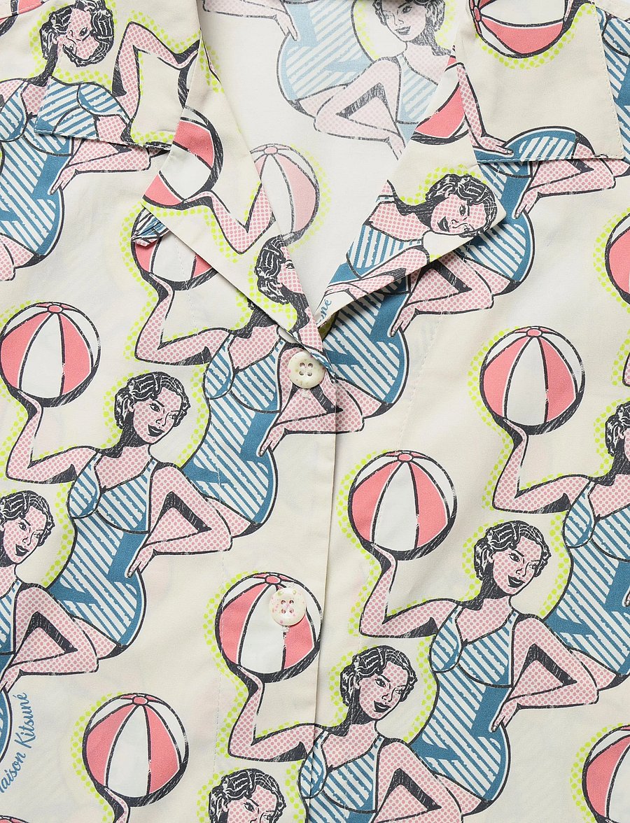 Maison Kitsune - DANCING GIRLS PRINT CAP SLEEVE SHIRT - short-sleeved shirts - multico design - 2