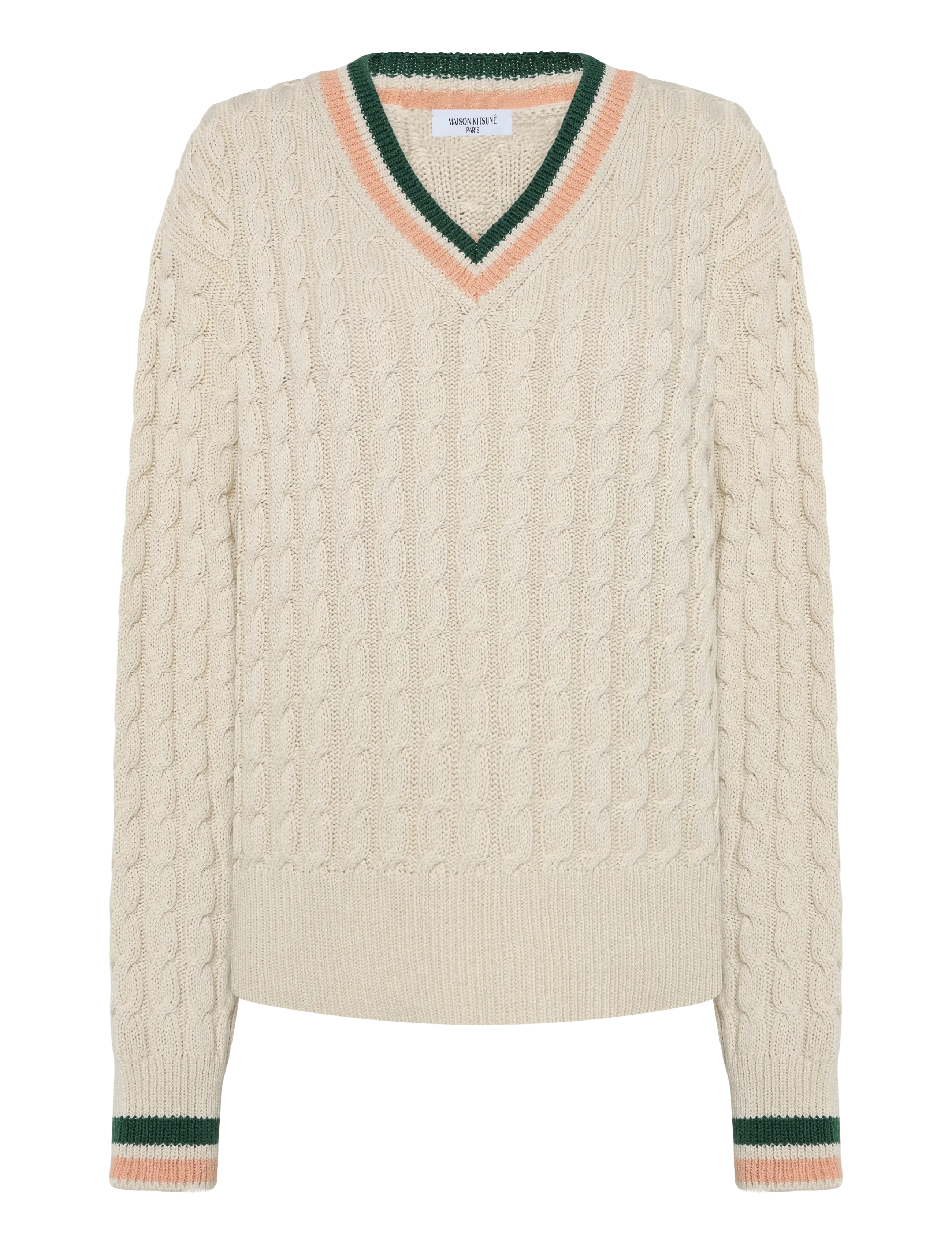 Maison Kitsune MAISON KITSUNE CREST CABLE JUMPER - Strickmode - ECRU / cream