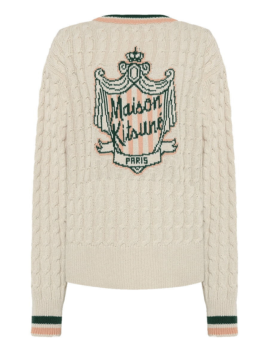 Maison Kitsune - MAISON KITSUNE CREST CABLE JUMPER - jumpers - ecru - 2