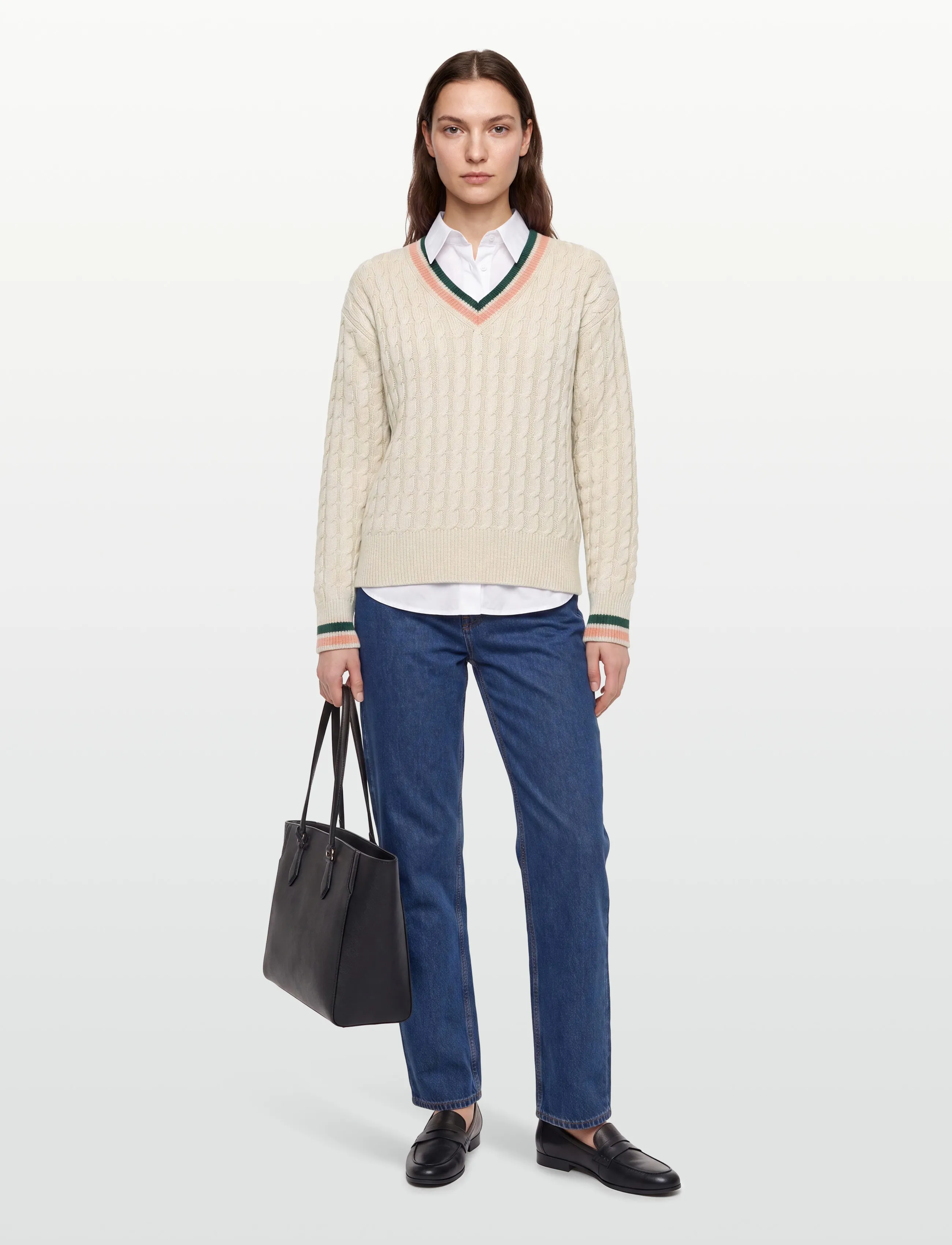 Maison Kitsune - MAISON KITSUNE CREST CABLE JUMPER - jumpers - ecru - 0