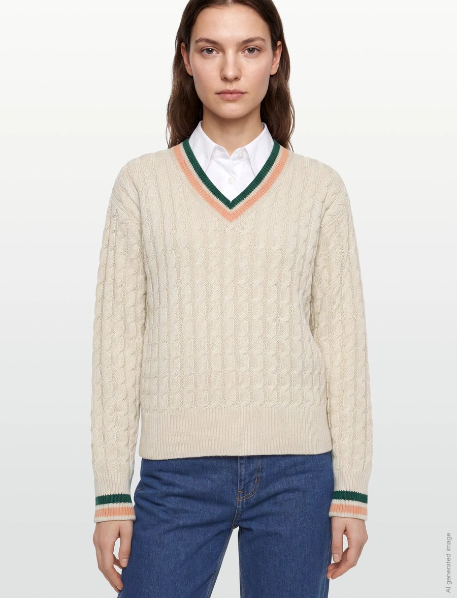 Maison Kitsune - MAISON KITSUNE CREST CABLE JUMPER - jumpers - ecru - 3