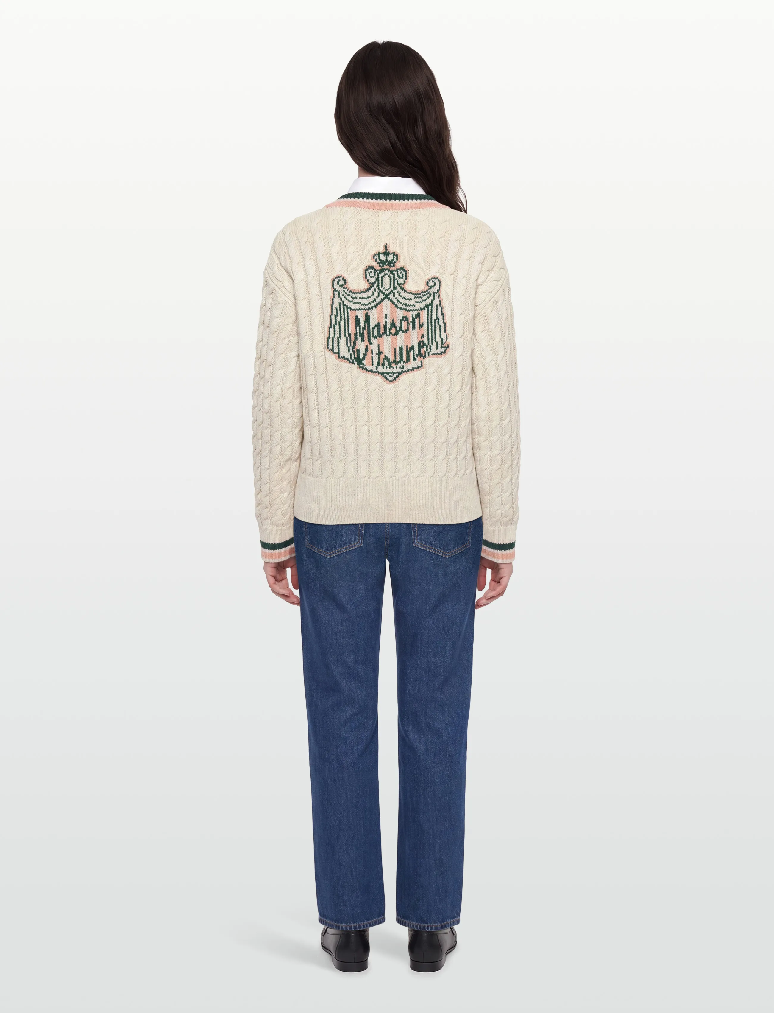 Maison Kitsune - MAISON KITSUNE CREST CABLE JUMPER - jumpers - ecru - 4