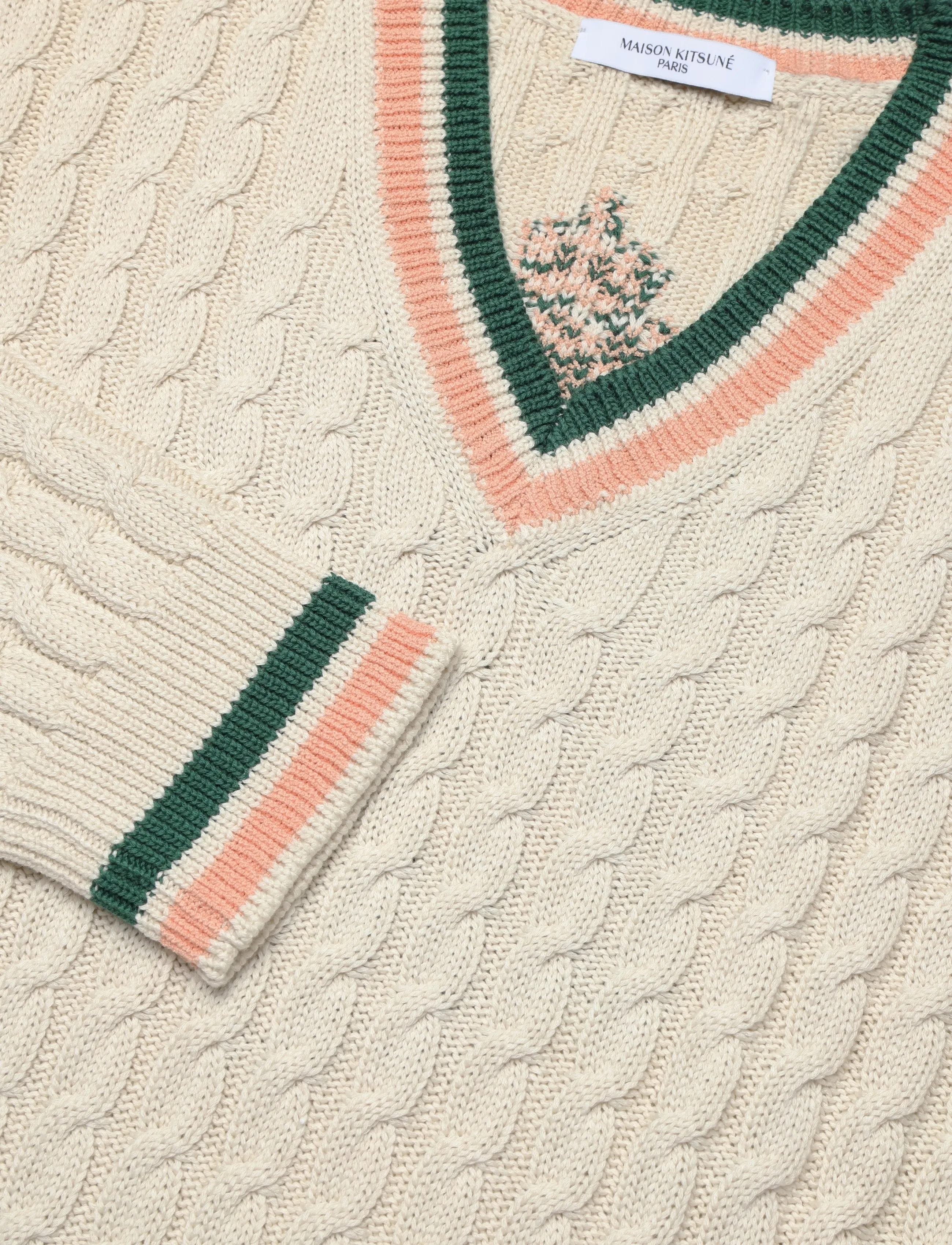 Maison Kitsune - MAISON KITSUNE CREST CABLE JUMPER - ecru - 2
