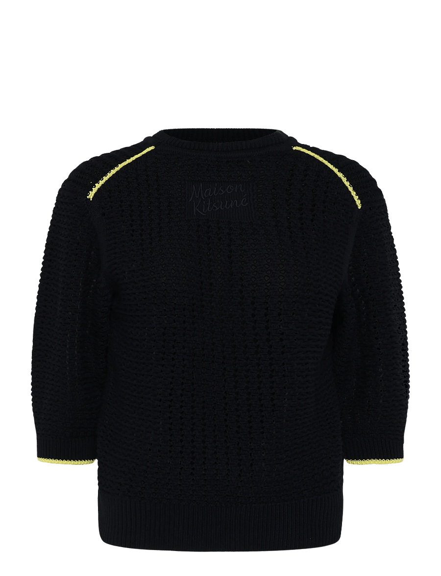 Maison Kitsune - TEXTURISED CROPPED JUMPER - stickade tröjor - navy - 0