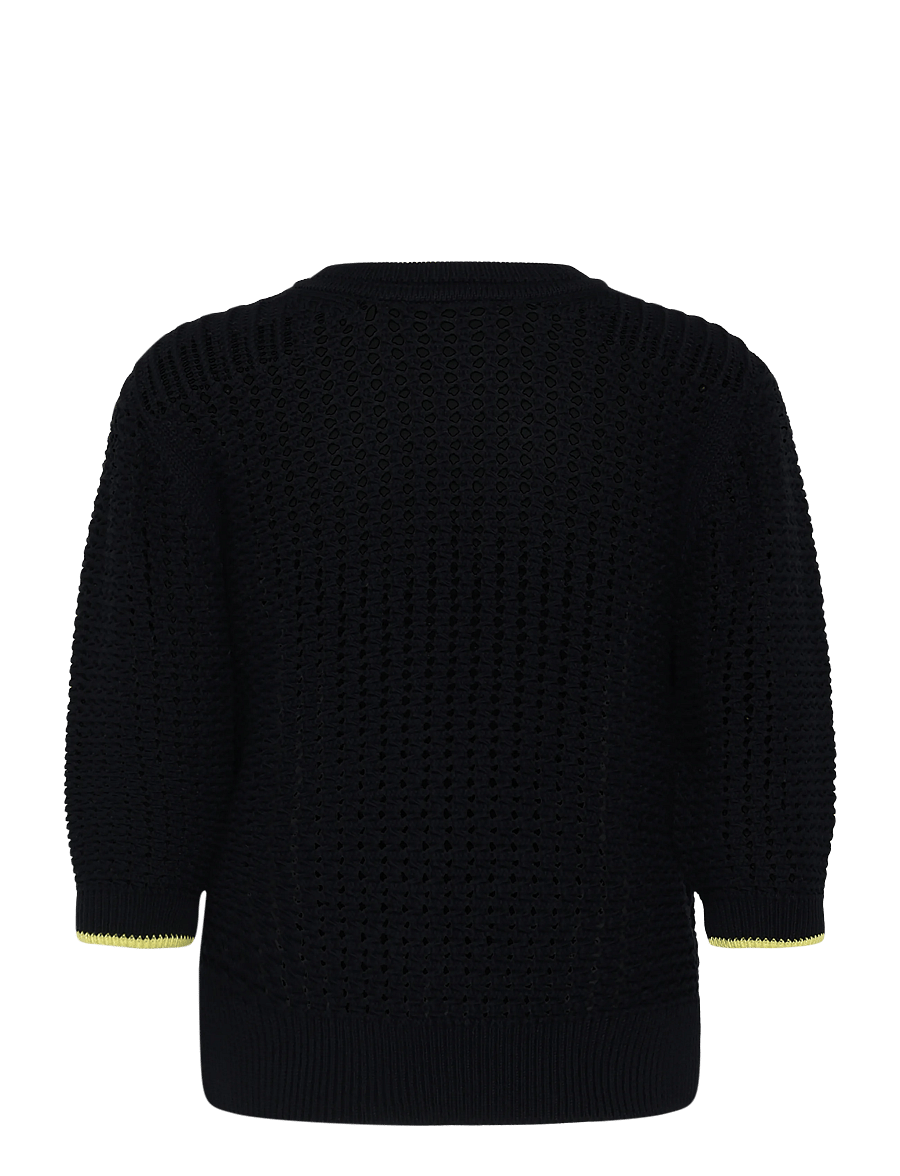 Maison Kitsune - TEXTURISED CROPPED JUMPER - stickade tröjor - navy - 1