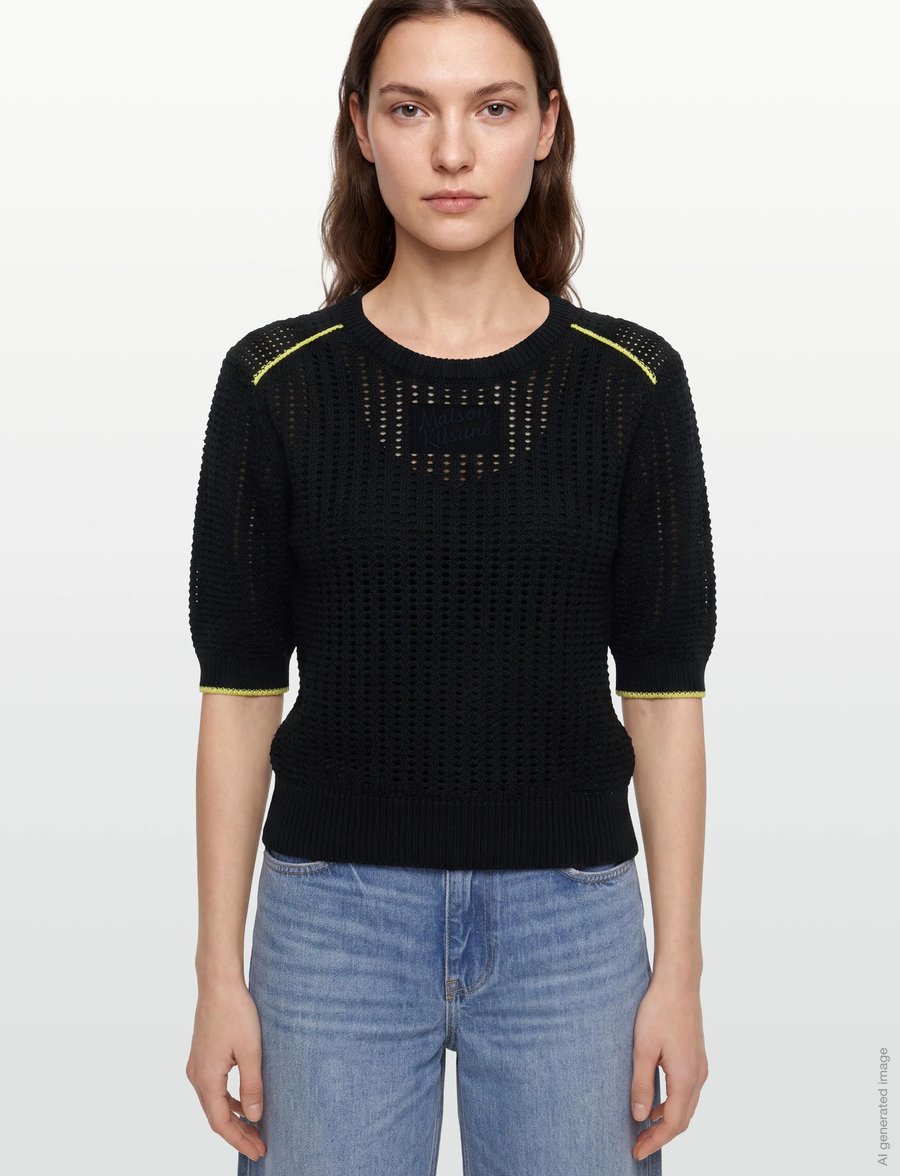 Maison Kitsune - TEXTURISED CROPPED JUMPER - kampsunid - navy - 3