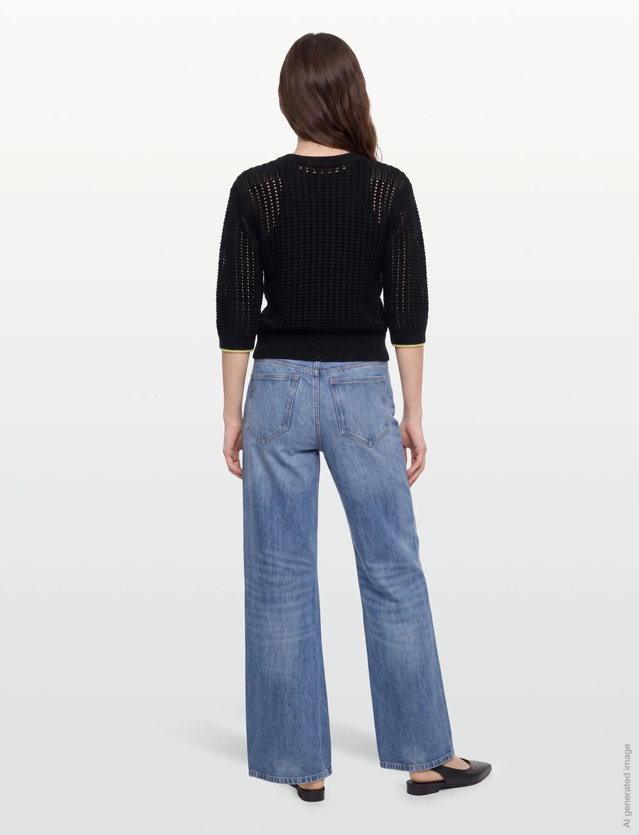 Maison Kitsune - TEXTURISED CROPPED JUMPER - kampsunid - navy - 4