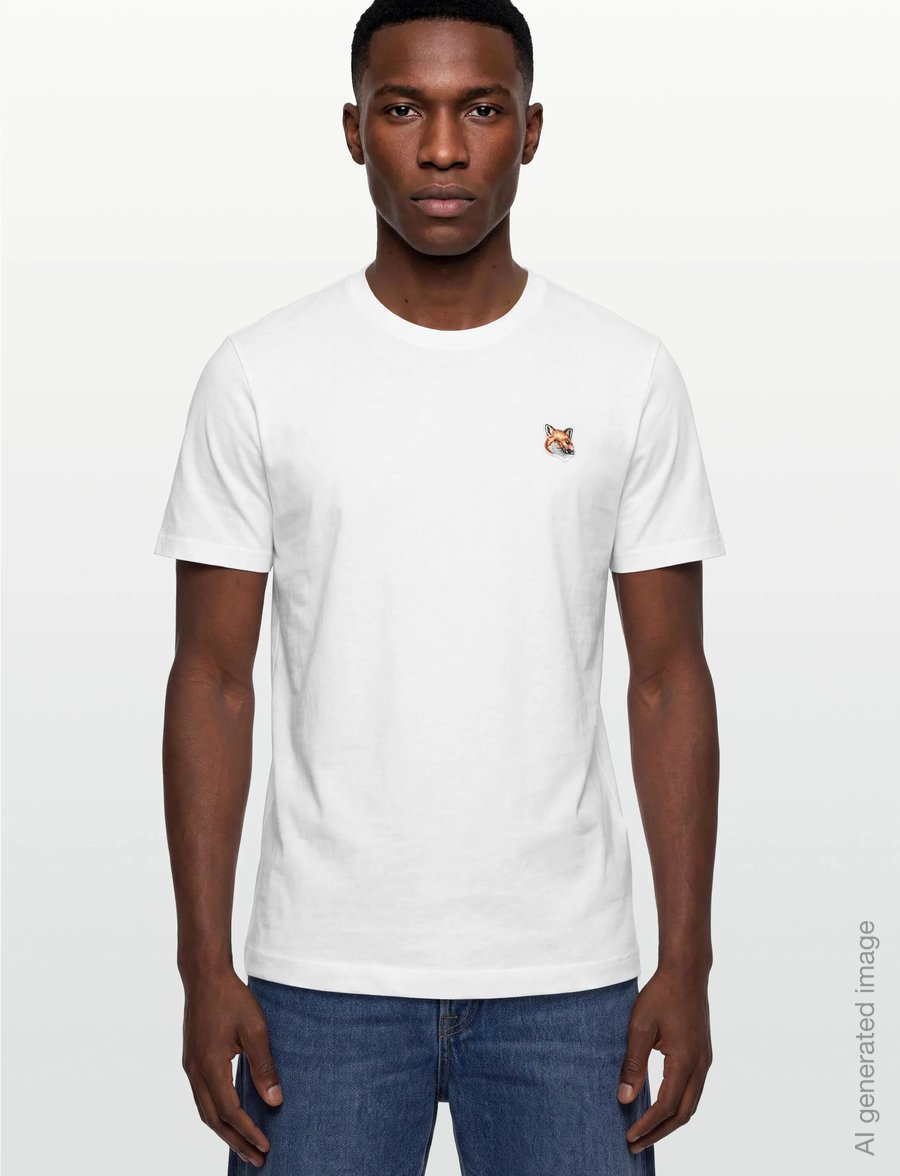 Maison Kitsune - FOX HEAD PATCH REGULAR TEE-SHIRT - kurzärmelige t-shirts - white - 3