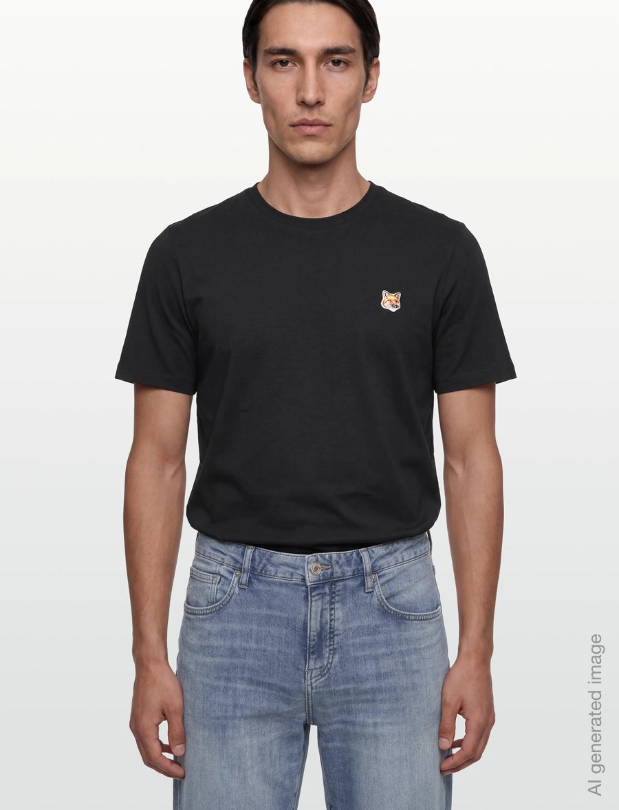 Maison Kitsune - FOX HEAD PATCH REGULAR TEE-SHIRT - kurzärmelige t-shirts - black - 3