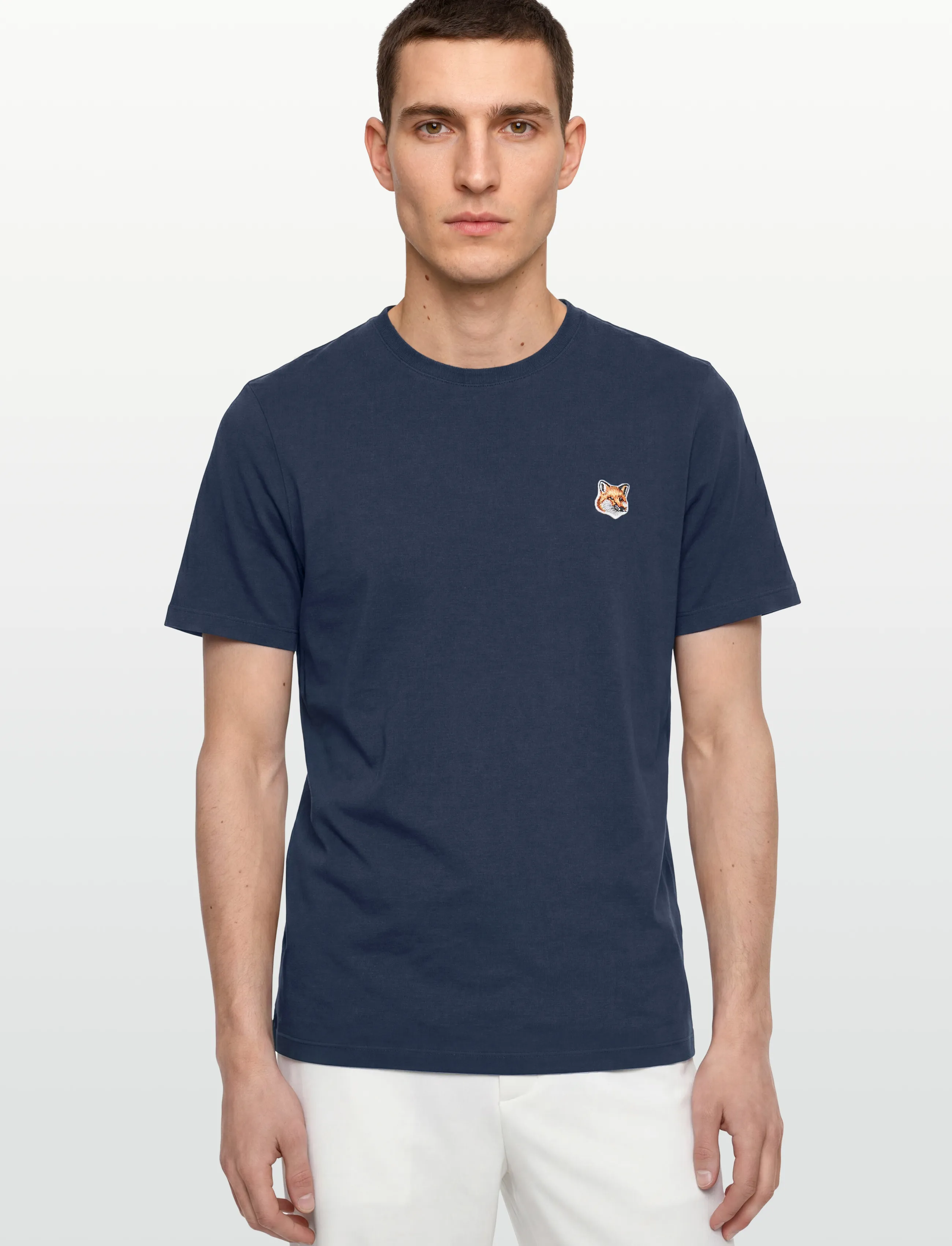 Maison Kitsune - FOX HEAD PATCH REGULAR TEE-SHIRT - short-sleeved t-shirts - ink blue - 3