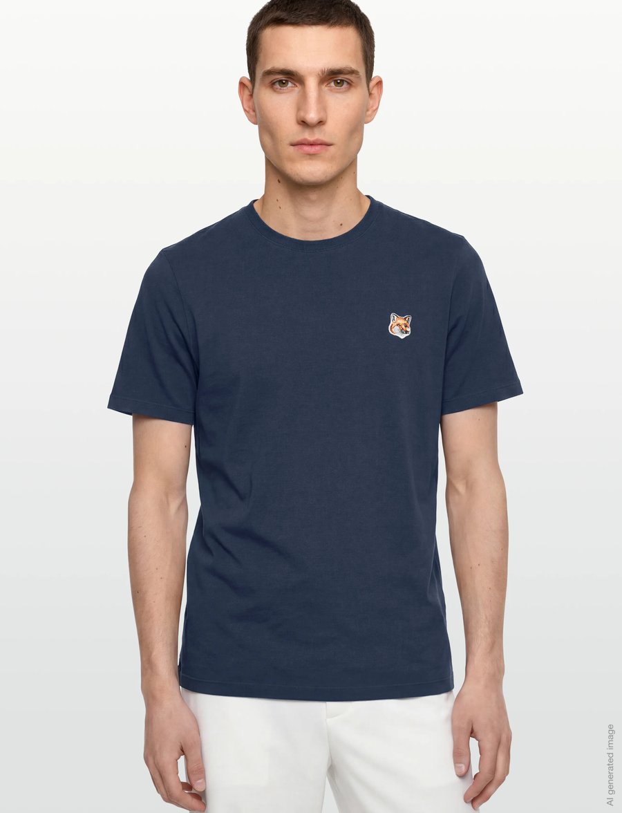 Maison Kitsune - FOX HEAD PATCH REGULAR TEE-SHIRT - kurzärmelige t-shirts - ink blue - 3