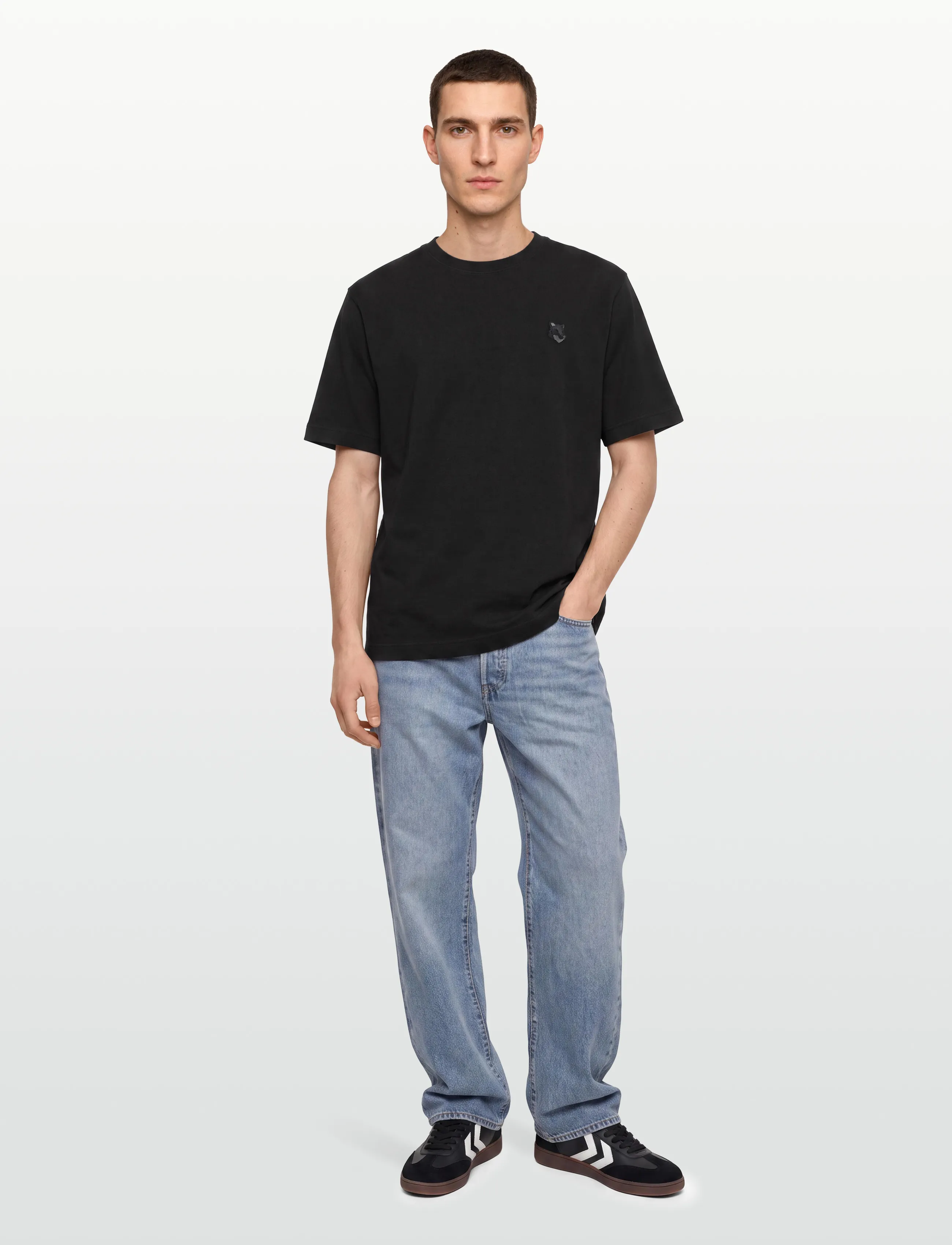 Maison Kitsune BOLD FOX HEAD PATCH OVERSIZE TEE SHIRT - Tøj - BLACK / black