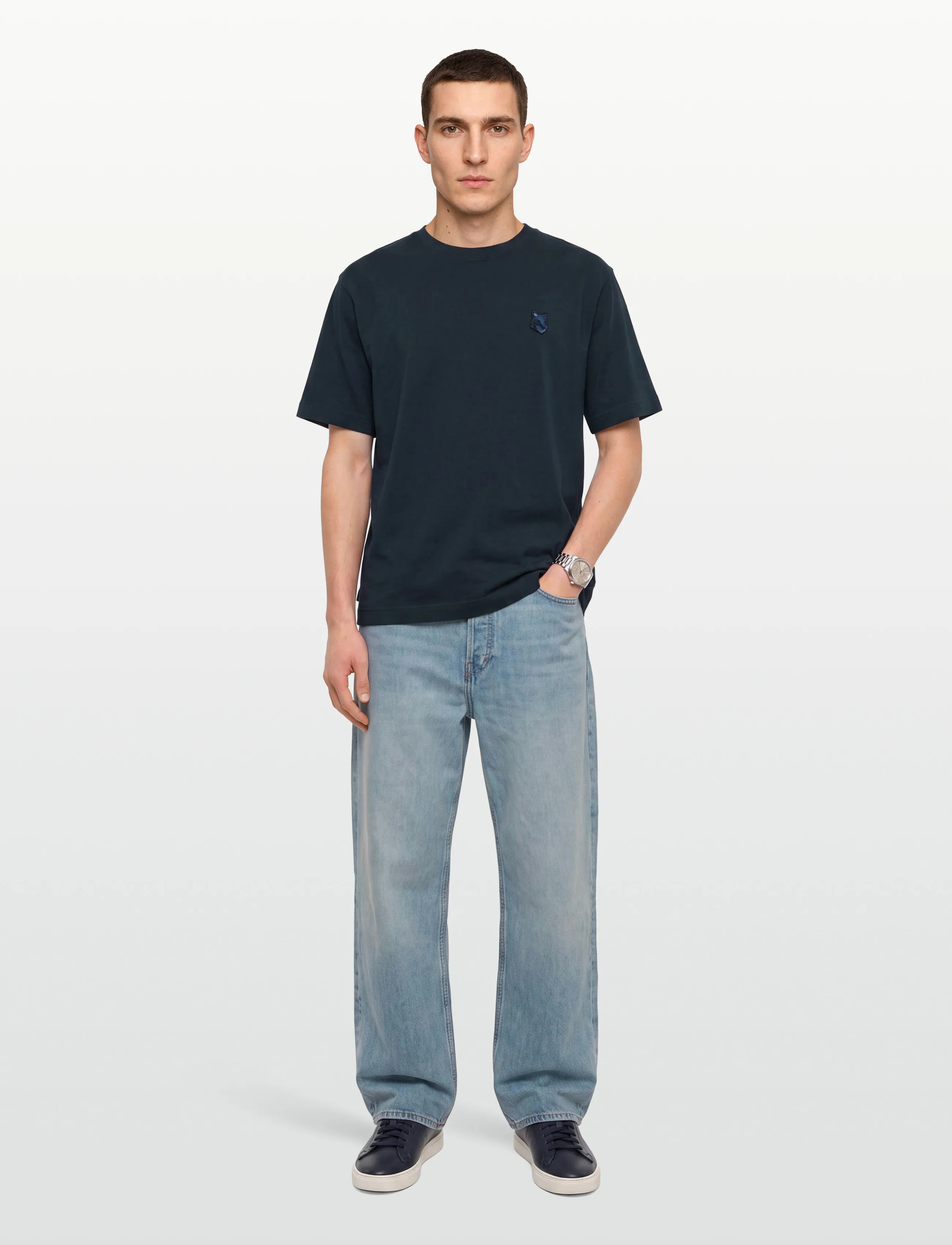 Maison Kitsune BOLD FOX HEAD PATCH OVERSIZE TEE SHIRT - Maison Kitsuné - DEEP NAVY / navy