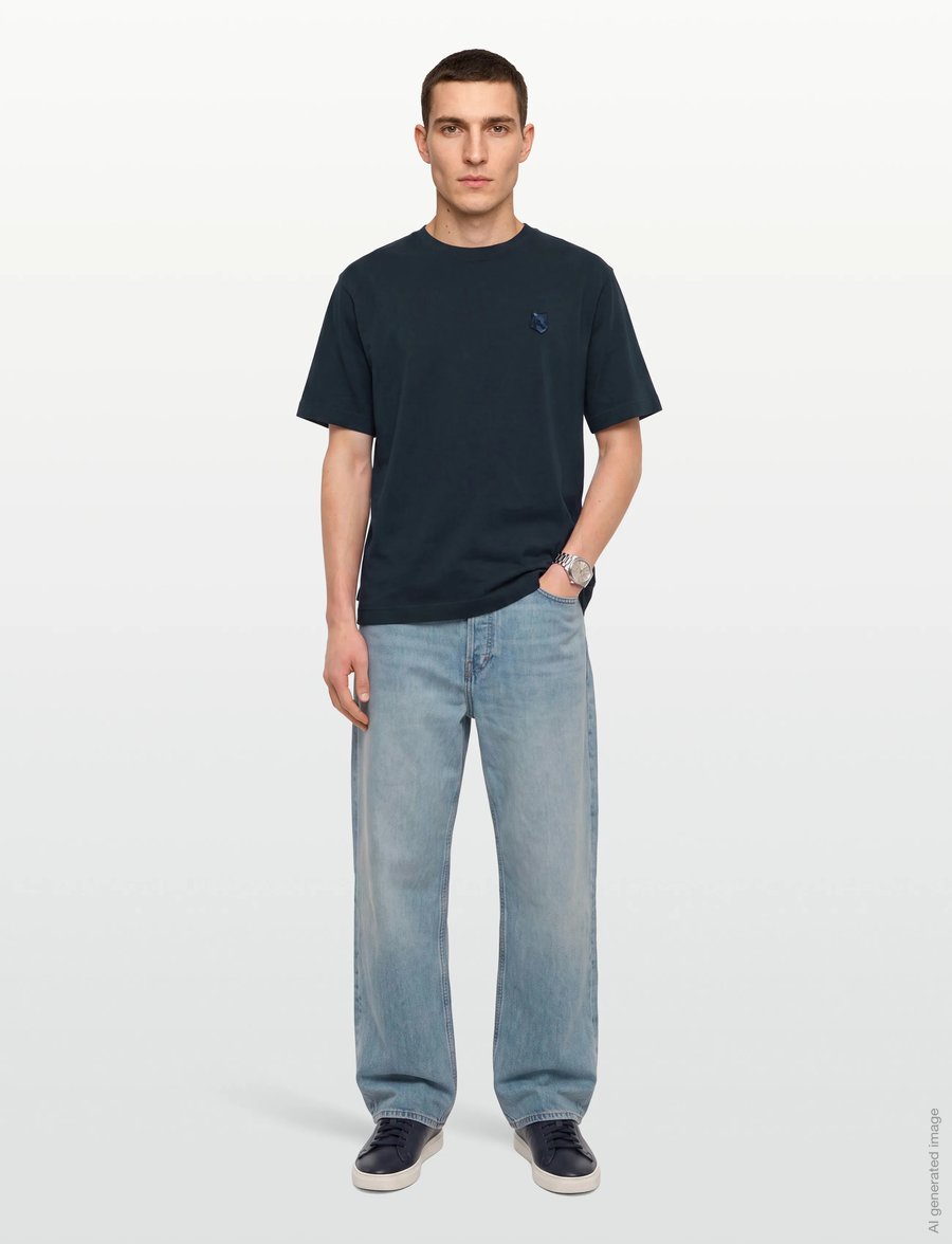 Maison Kitsune - BOLD FOX HEAD PATCH OVERSIZE TEE SHIRT - kortærmede t-shirts - deep navy - 0