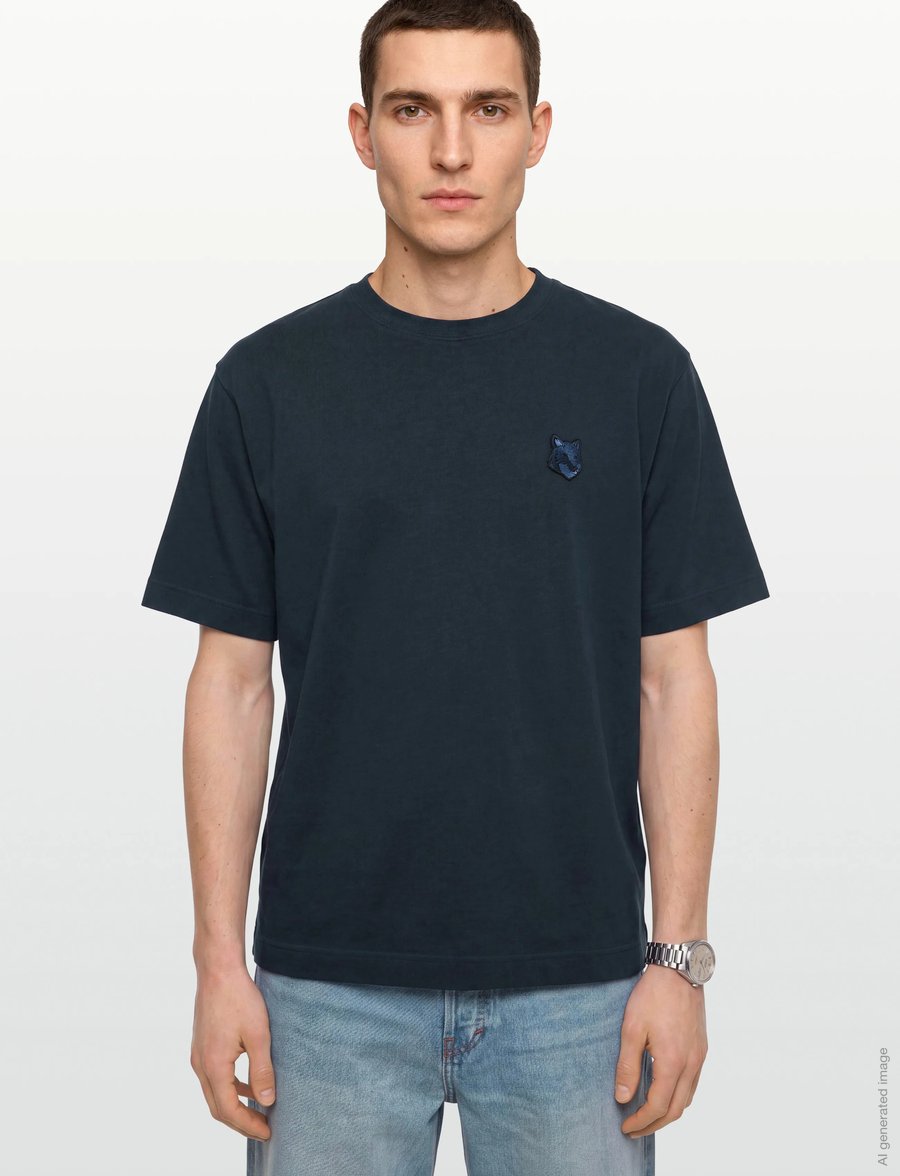 Maison Kitsune - BOLD FOX HEAD PATCH OVERSIZE TEE SHIRT - kortærmede t-shirts - deep navy - 3
