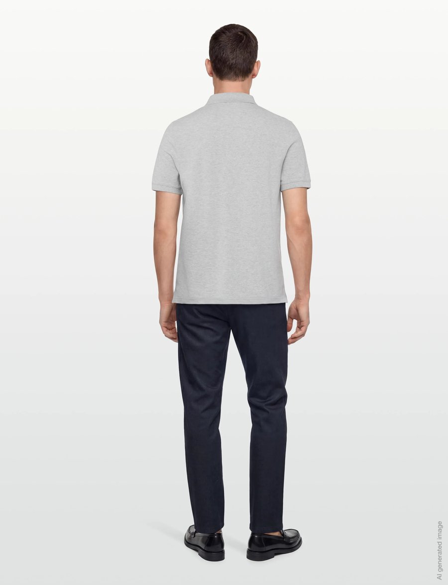 Maison Kitsune - FOX HEAD PATCH REGULAR POLO - polostrik - light grey melange - 4
