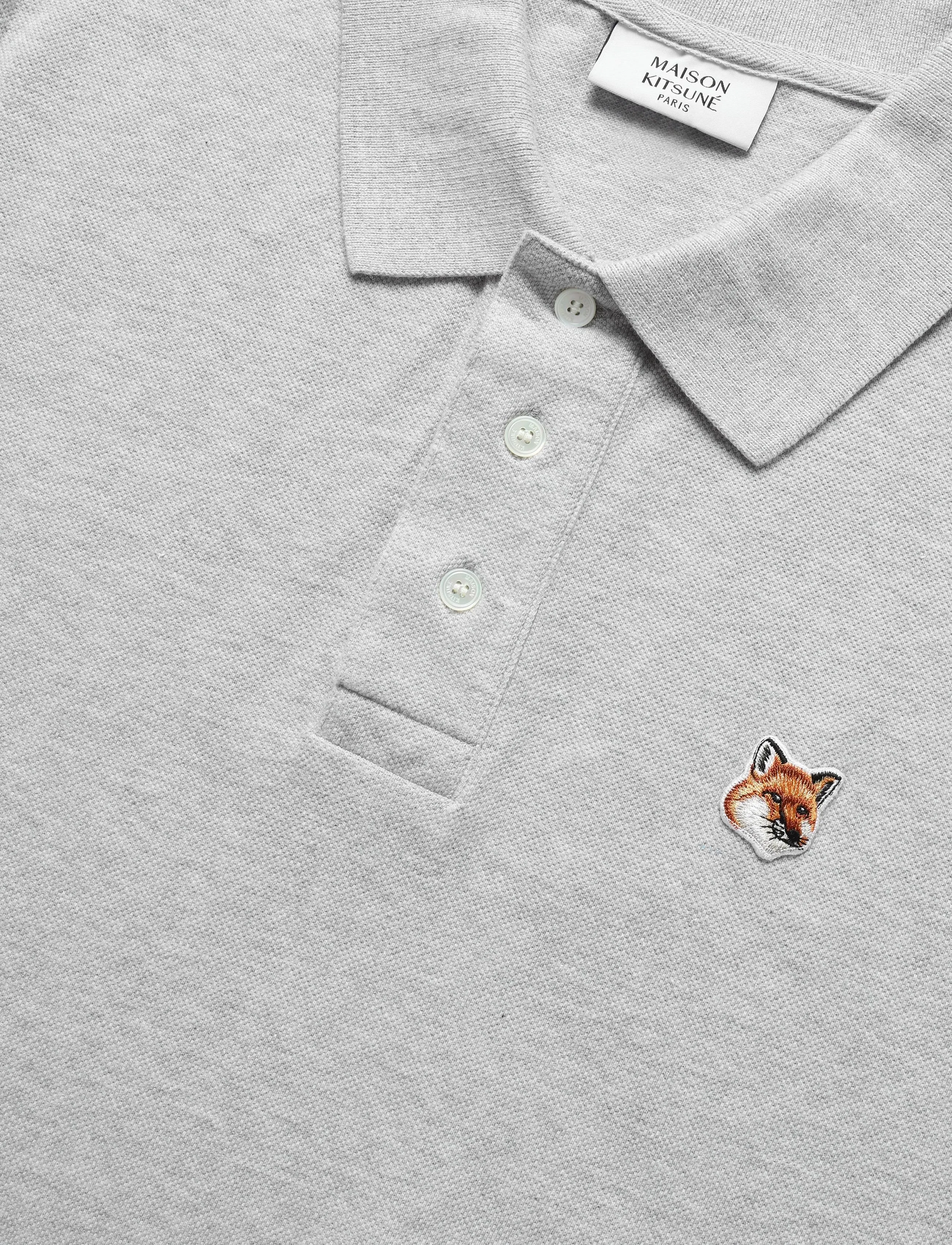 Maison Kitsune - FOX HEAD PATCH REGULAR POLO - light grey melange - 2