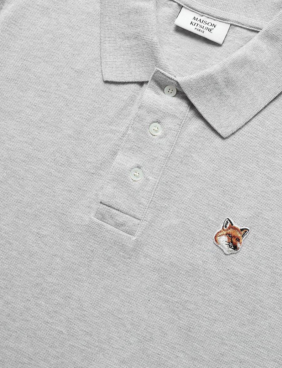 Maison Kitsune - FOX HEAD PATCH REGULAR POLO - polostrik - light grey melange - 5