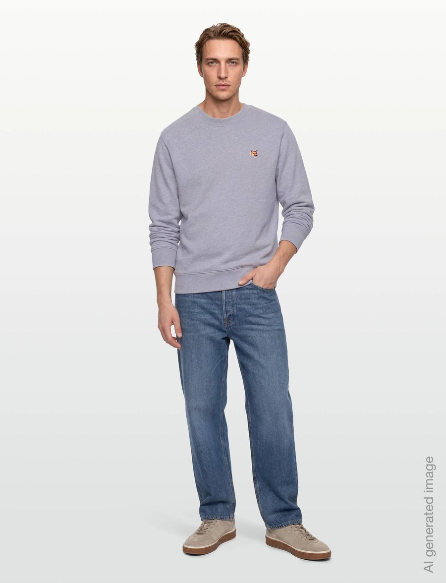 Maison Kitsune - FOX HEAD PATCH REGULAR SWEATSHIRT - sweatshirts - lightgreymelange - 0