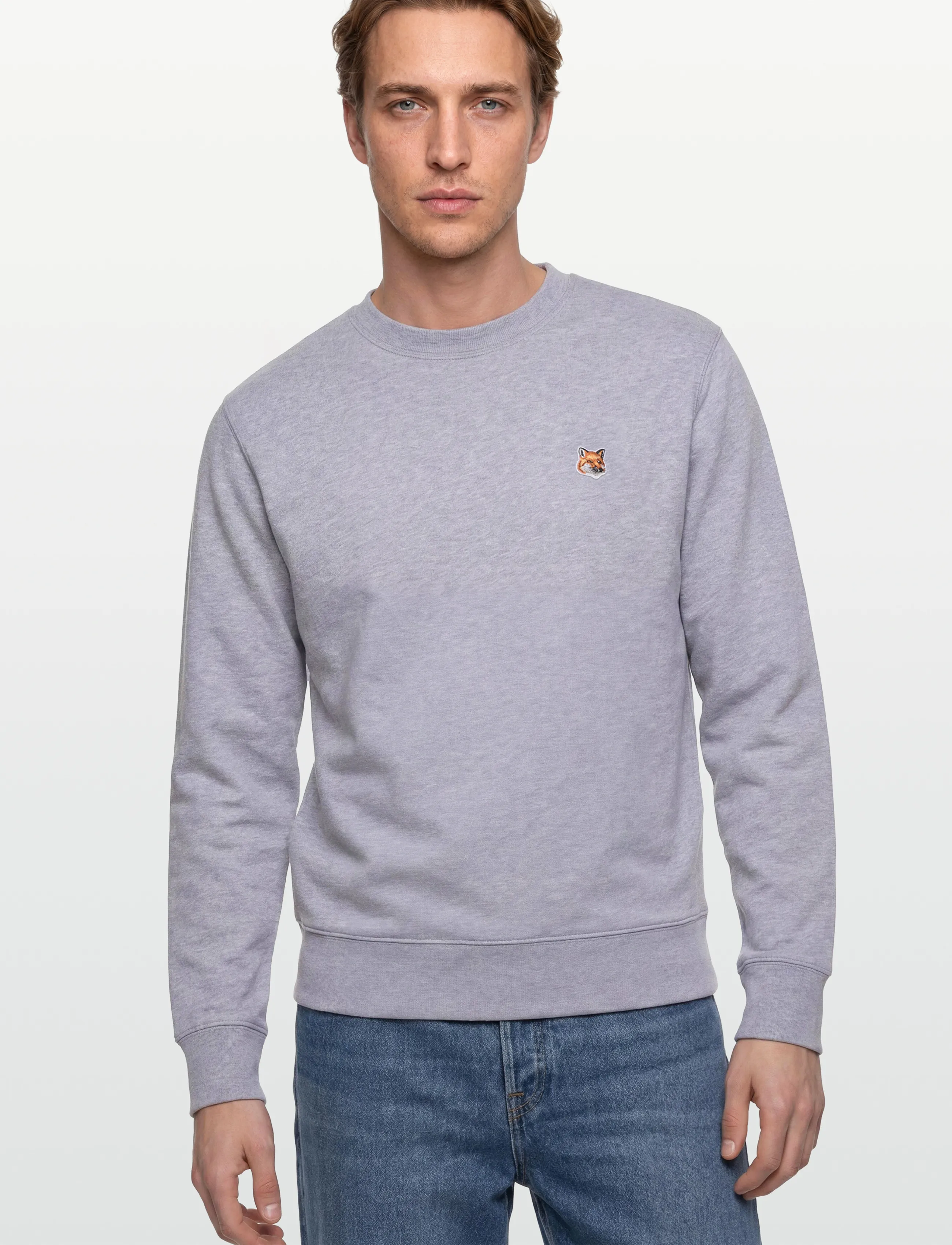 Maison Kitsune - FOX HEAD PATCH REGULAR SWEATSHIRT - rõivad - lightgreymelange - 3