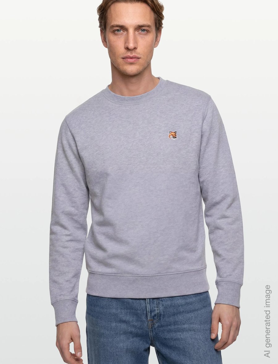 Maison Kitsune - FOX HEAD PATCH REGULAR SWEATSHIRT - sweatshirts - lightgreymelange - 3