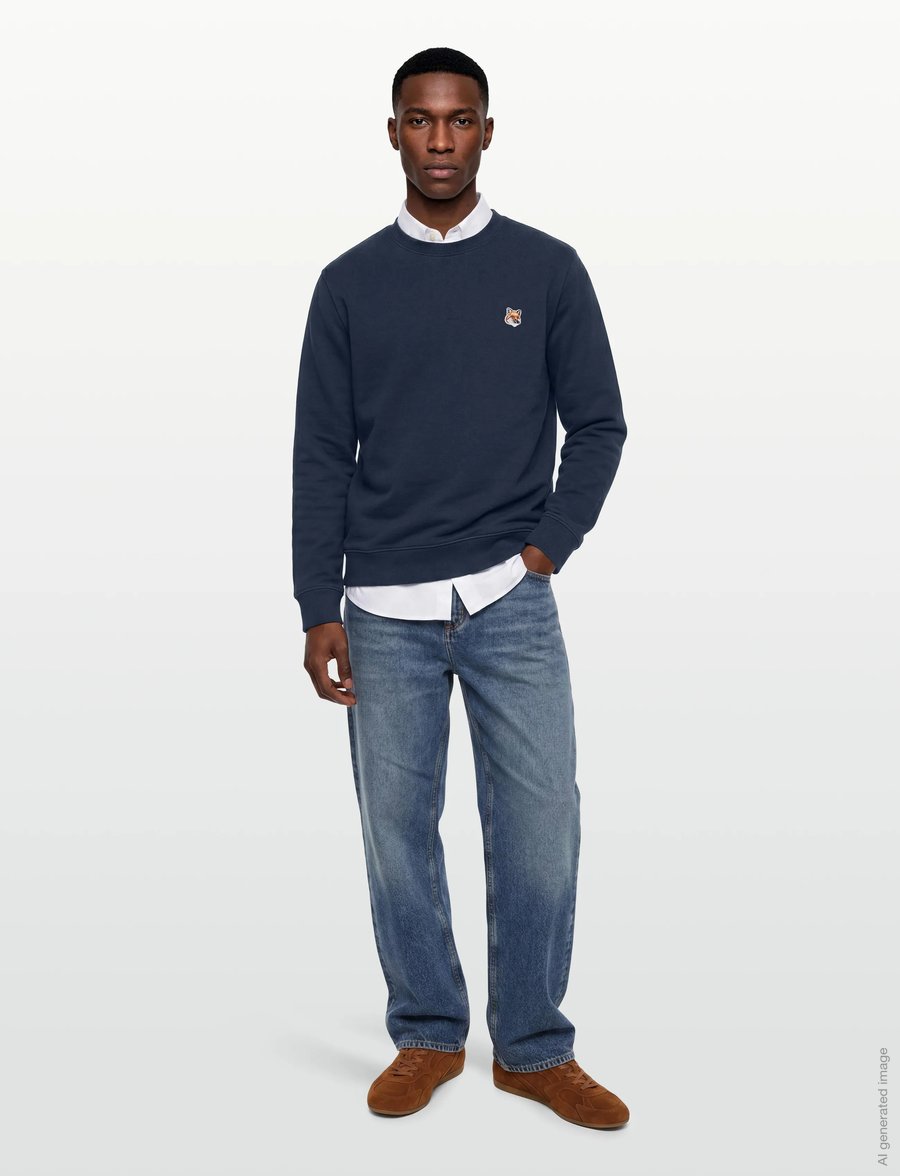 Maison Kitsune - FOX HEAD PATCH REGULAR SWEATSHIRT - sweatshirts - ink blue - 0