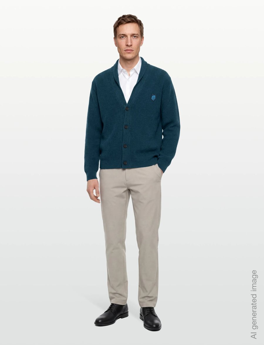 Maison Kitsune - BOLD FOX HEAD PATCH COMFORT RIBBED CARDIGAN - cardigans - sapphire - 0