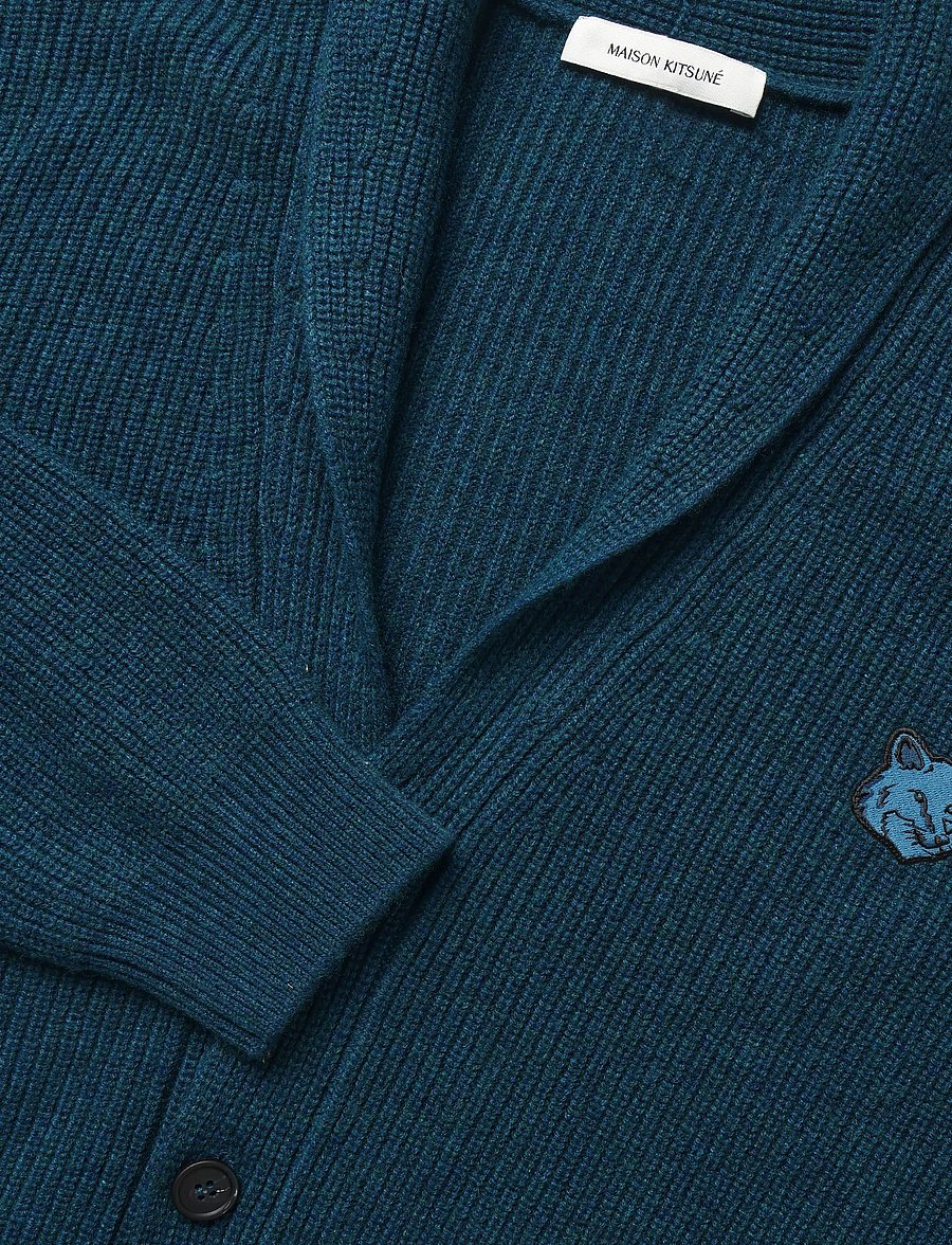 Maison Kitsune - BOLD FOX HEAD PATCH COMFORT RIBBED CARDIGAN - cardigans - sapphire - 5