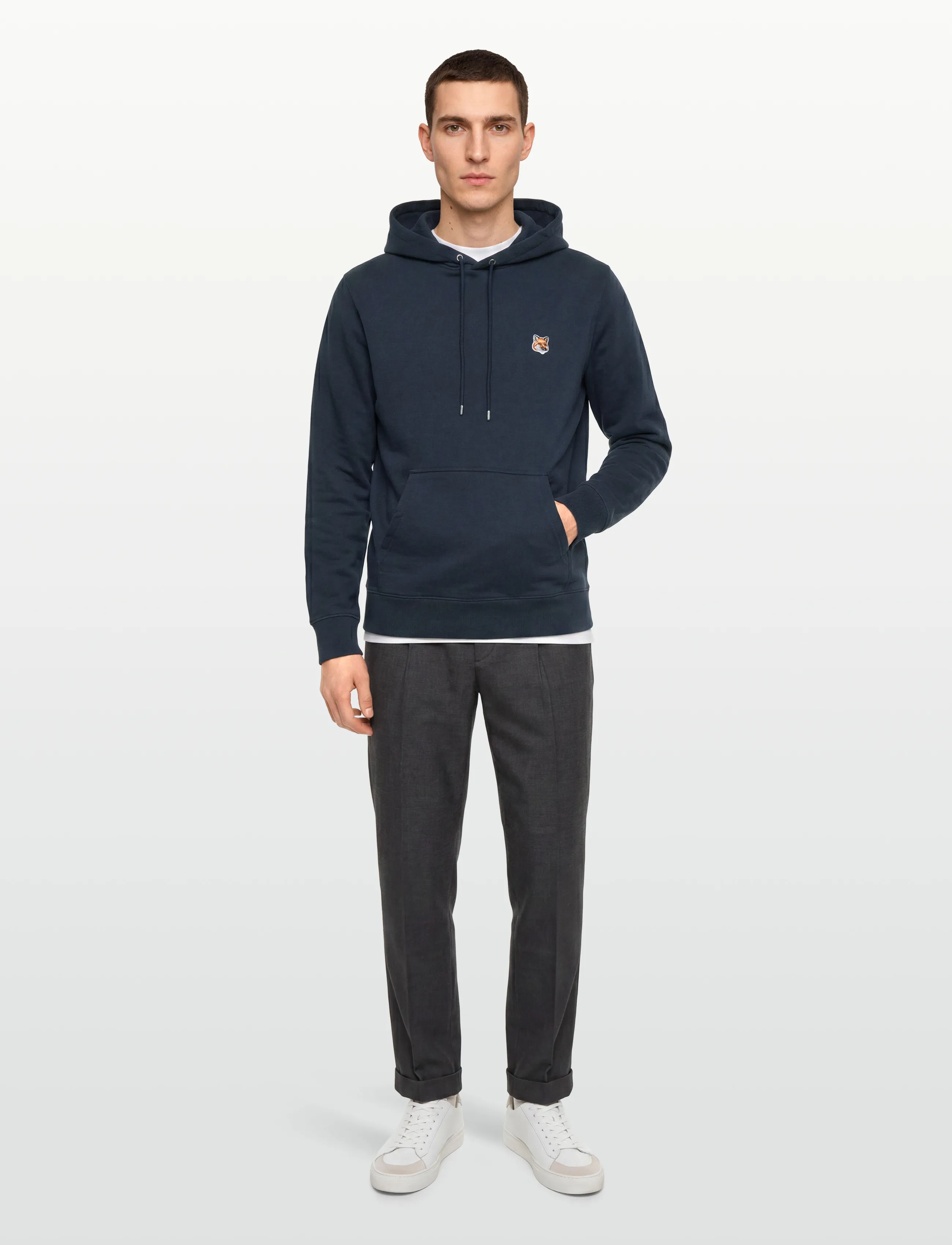 Maison Kitsune FOX HEAD PATCH REGULAR HOODIE - Maison Kitsuné - INK BLUE / navy