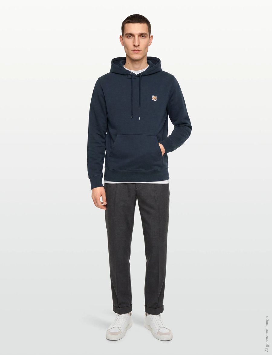 Maison Kitsune - FOX HEAD PATCH REGULAR HOODIE - hoodies - ink blue - 0