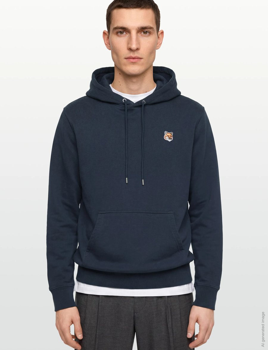 Maison Kitsune - FOX HEAD PATCH REGULAR HOODIE - hoodies - ink blue - 3
