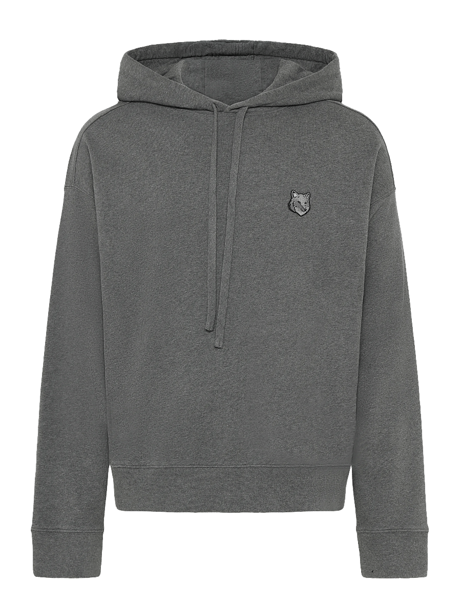 Maison Kitsune - BOLD FOX HEAD PATCH OVERSIZE HOODIE - hoodies - dark grey melange - 1
