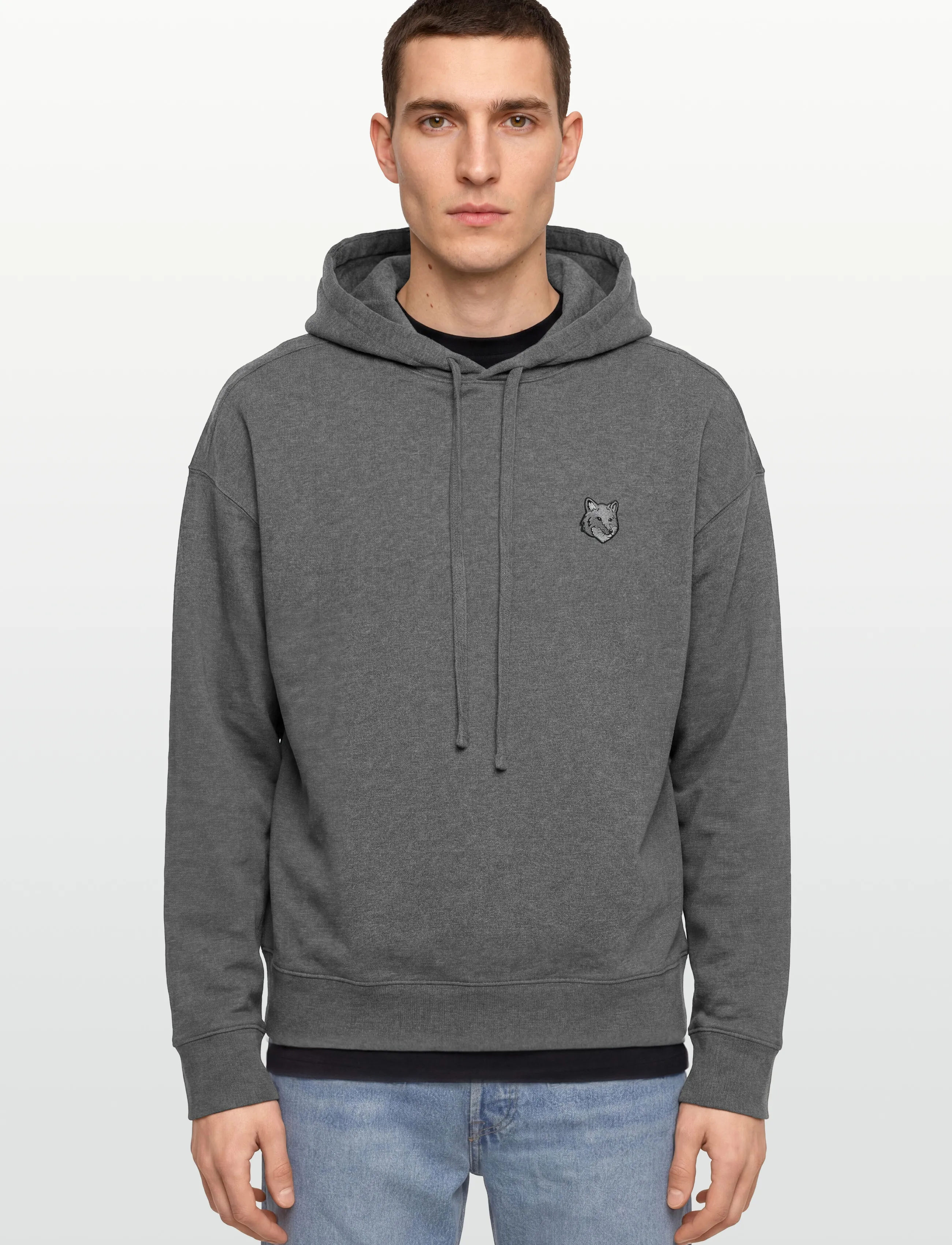 Maison Kitsune - BOLD FOX HEAD PATCH OVERSIZE HOODIE - dark grey melange - 3