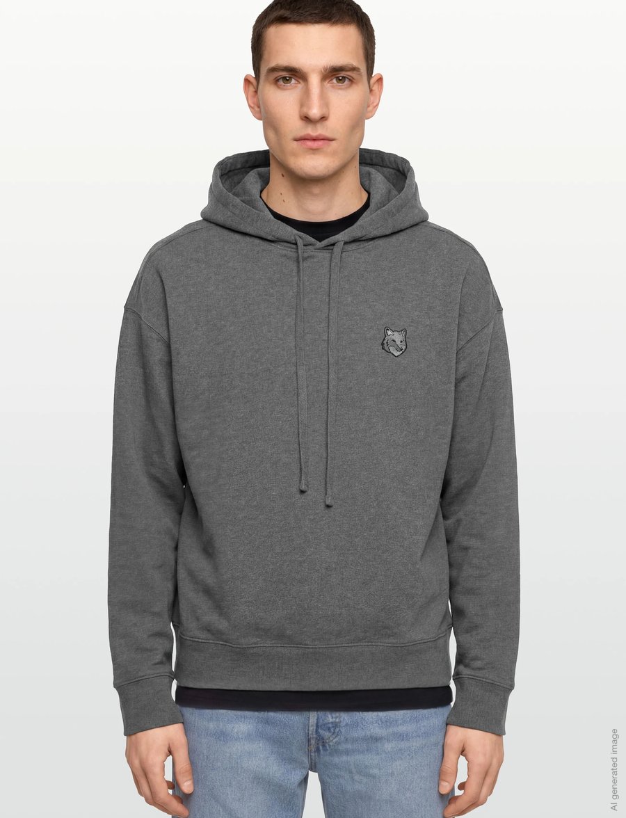 Maison Kitsune - BOLD FOX HEAD PATCH OVERSIZE HOODIE - hoodies - dark grey melange - 3