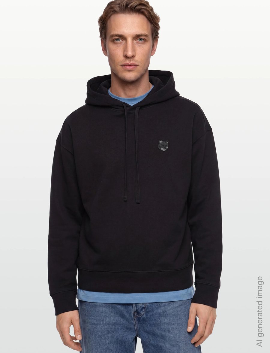 Maison Kitsune - BOLD FOX HEAD PATCH OVERSIZE HOODIE - hoodies - black - 3