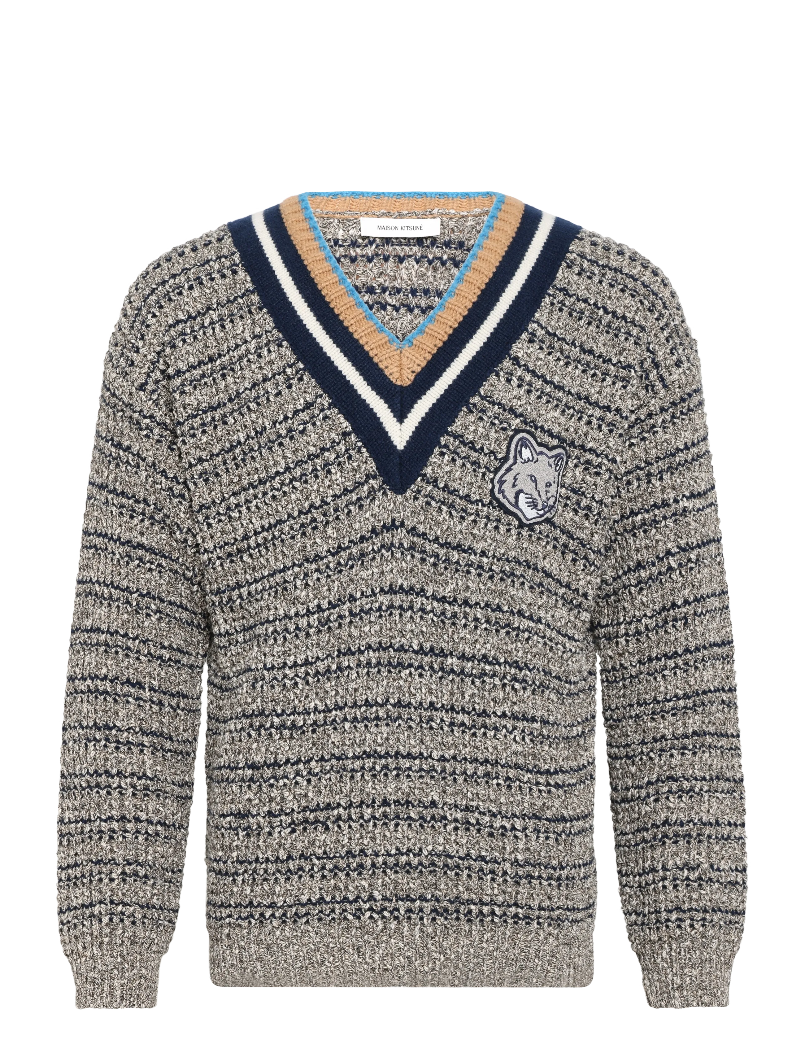 Maison Kitsune BOLD FOX HEAD CRAFTY COMFORT JUMPER - Maison Kitsuné - BLACK/WHITE/BEIGE / beige