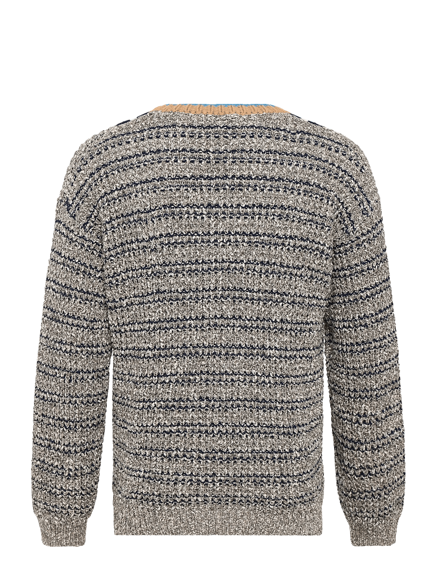 Maison Kitsune - BOLD FOX HEAD CRAFTY COMFORT JUMPER - v-kaelusega - black/white/beige - 2