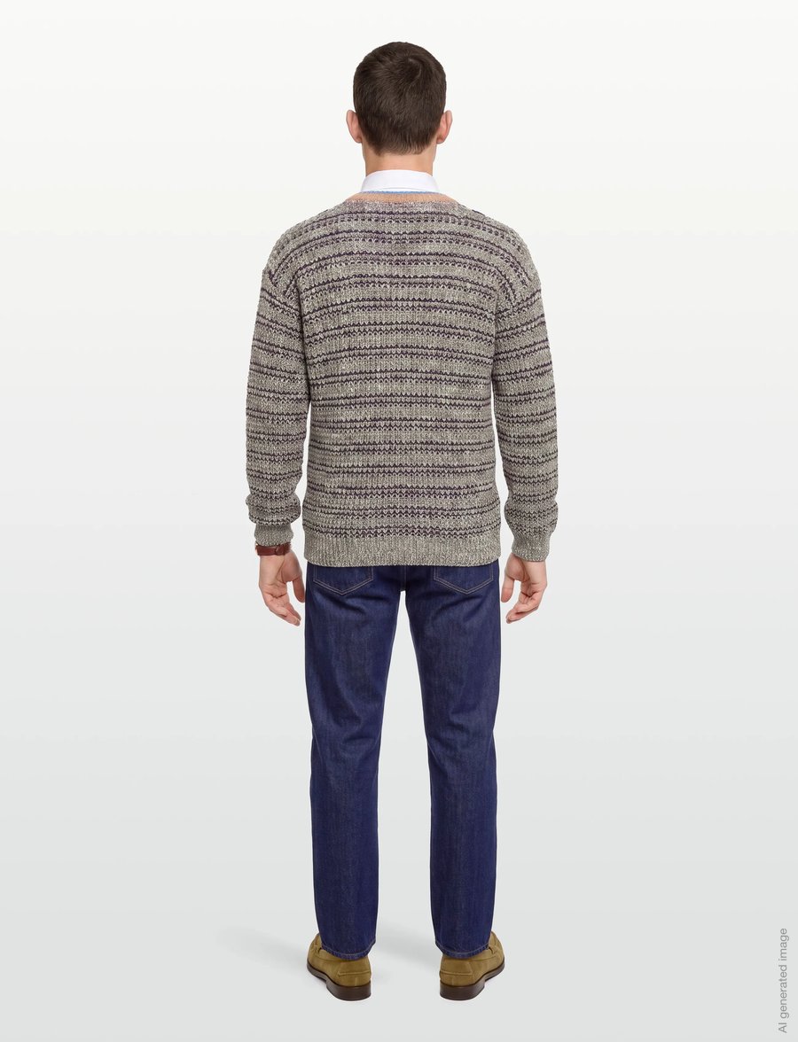 Maison Kitsune - BOLD FOX HEAD CRAFTY COMFORT JUMPER - v-kaelusega - black/white/beige - 4