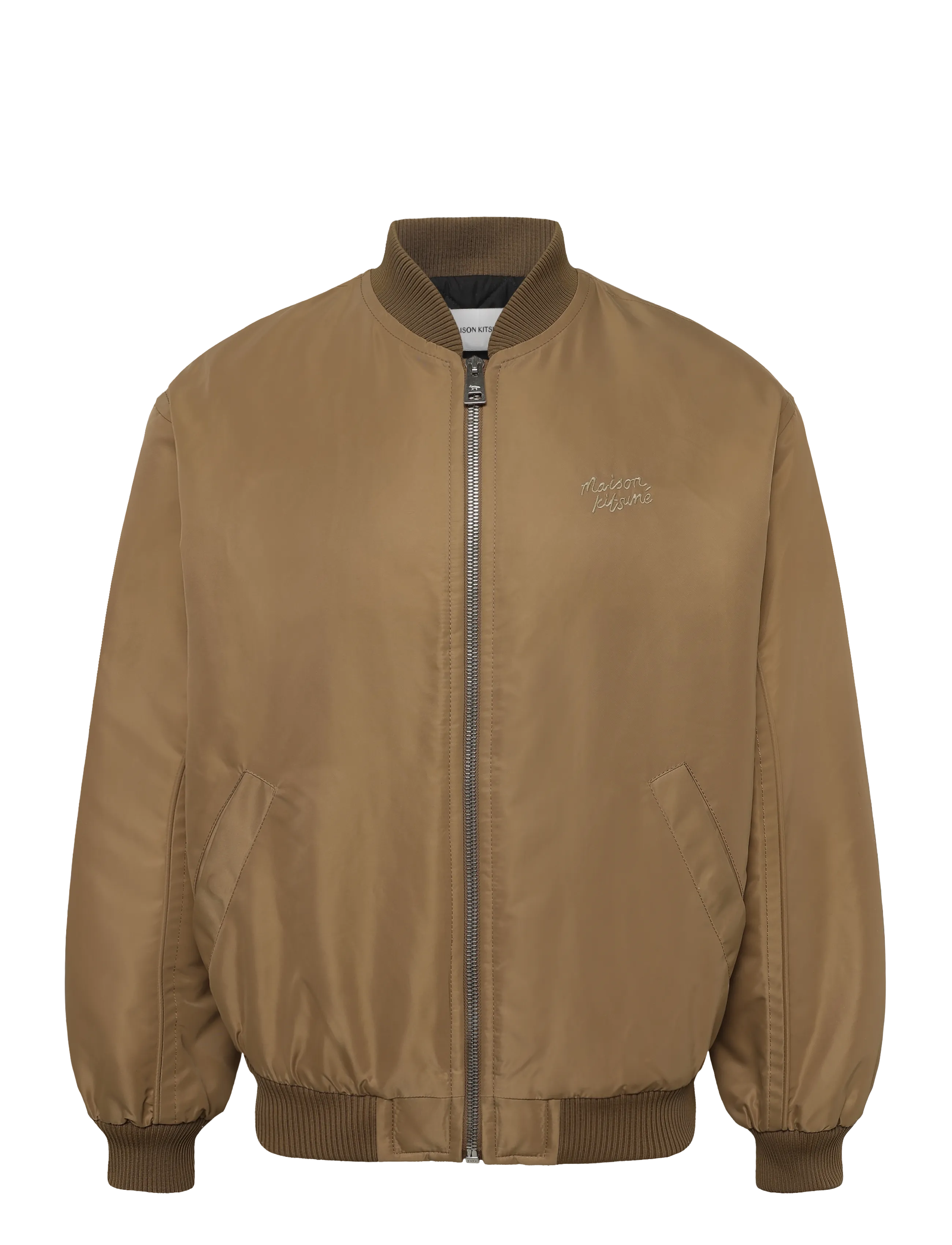 Maison Kitsune BOMBER IN NYLON WITH LOGO HANDWRITING EMBROIDERY - Vårjackor - TAUPE / brown