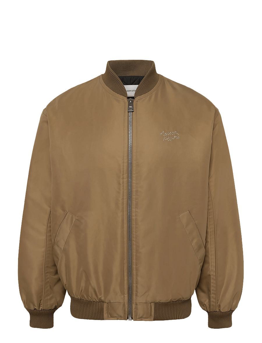 Maison Kitsune - BOMBER IN NYLON WITH LOGO HANDWRITING EMBROIDERY - herbstjacken - taupe - 0