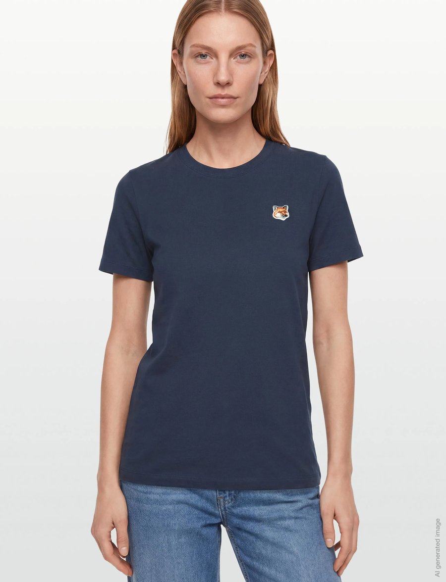 Maison Kitsune - FOX HEAD PATCH REGULAR TEE-SHIRT - t-shirts - ink blue - 3