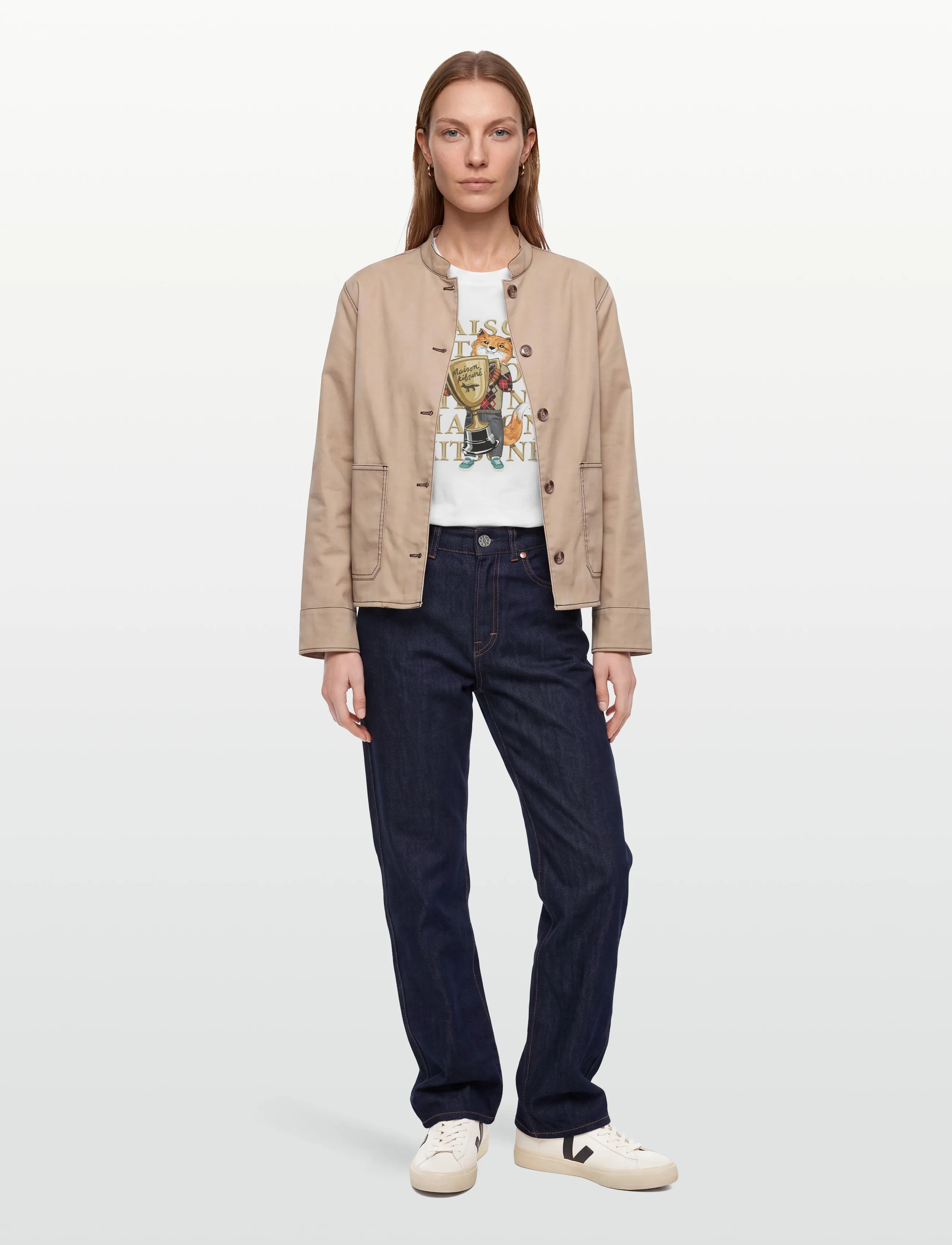 Maison Kitsune - FOX CHAMPION REGULAR TEE-SHIRT - t-särgid - white - 0